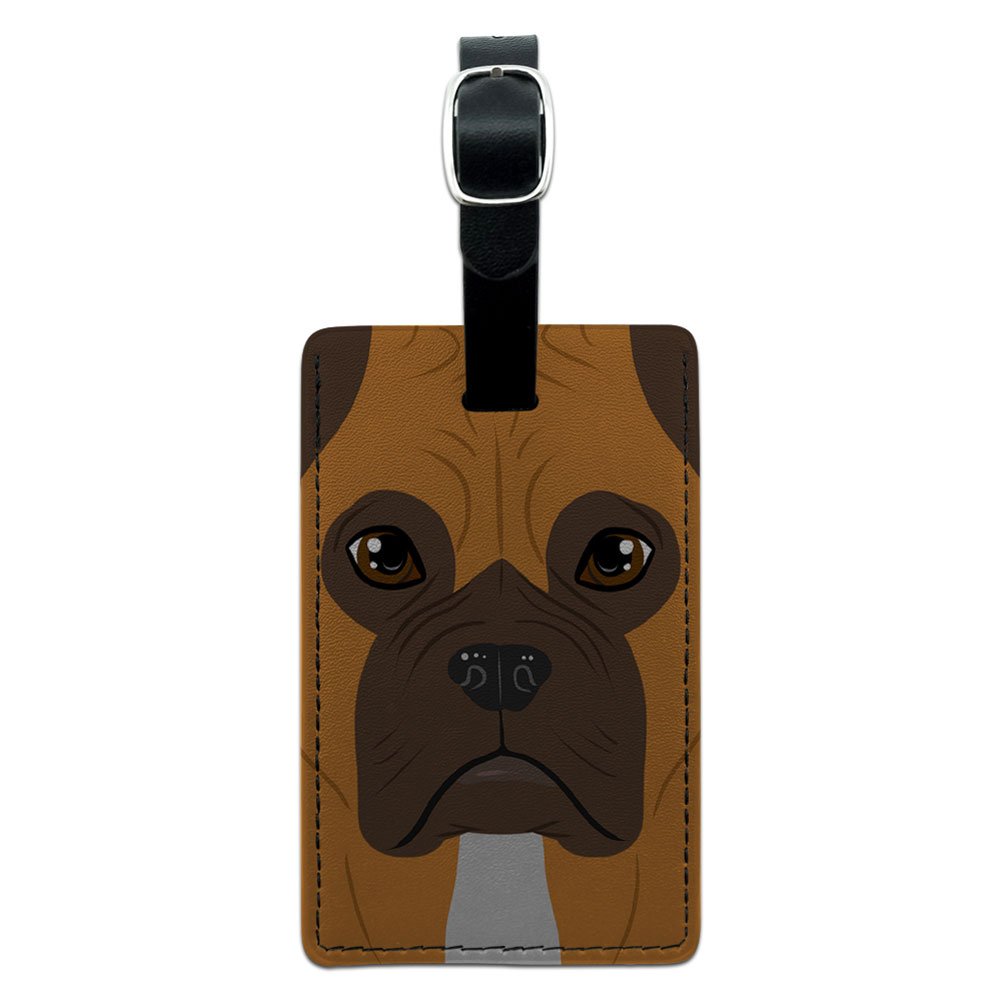 Personalized Leather Dog ID Tag for Boxers - Engraved Pet Luggage Tag for Suitcases & Carry-On Bags - Perfect for Travel, Airports & Pet Identification