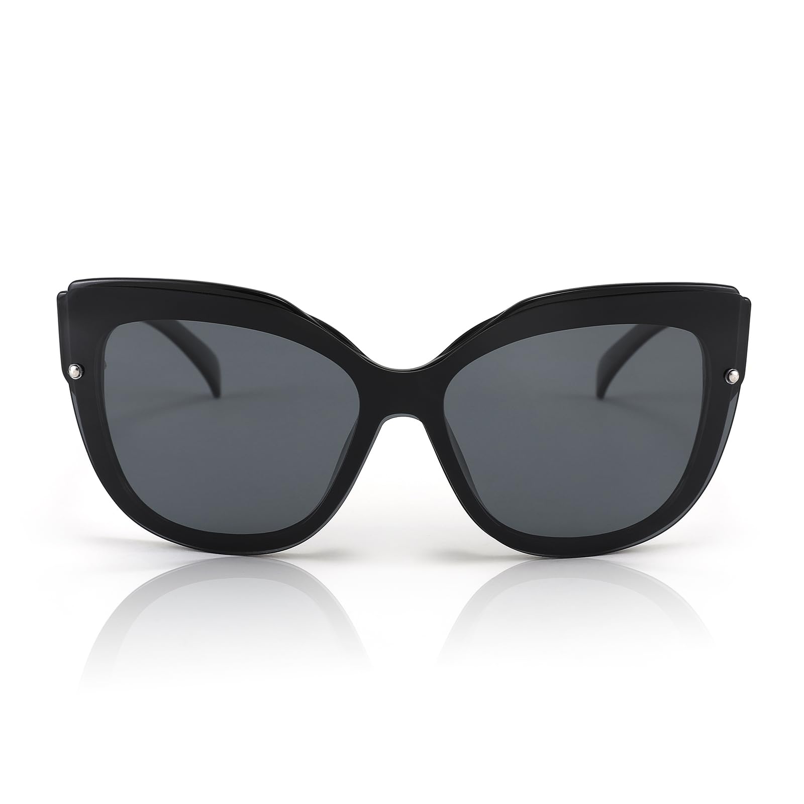 FEISEDY Polarized Cat Eye Sunglasses for Women & Men - Rimless Mirrored Oversized Retro Sunglasses - UV Protection Fashion Shades for Driving, Beach & Outdoor Activities - B2796