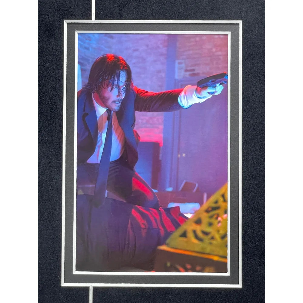 Keanu Reeves Autographed John Wick Movie Car License Plate Photo - Framed Collage with BAS COA Certificate | Perfect for Movie Memorabilia Collectors & Home Theater Decor