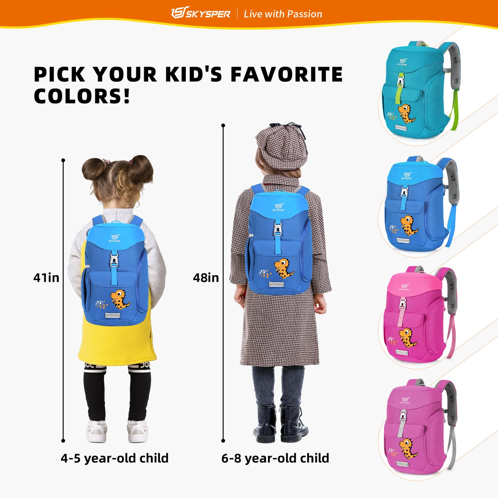 SKYSPER 12L Kids Backpack for School, Travel & Outdoor Activities - Lightweight Kindergarten Daypack for Boys & Girls - Perfect for Day Trips, Camping, Hiking & Daily Use (Blue)