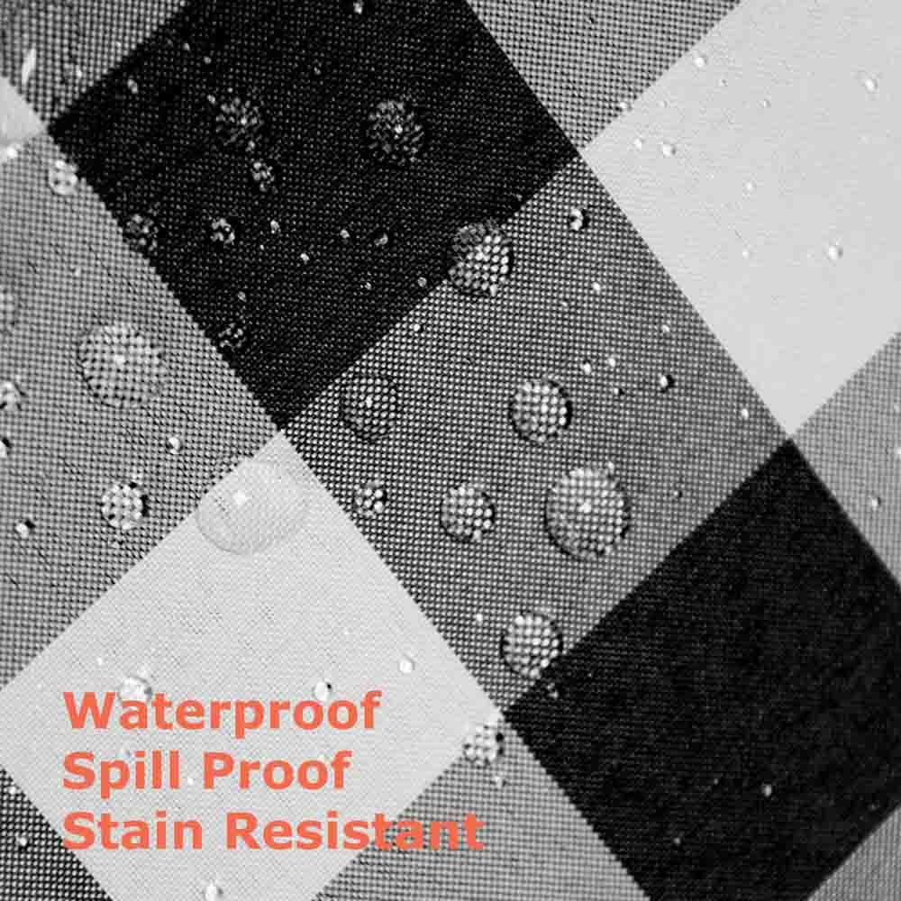 Tektrum 60 Inch Round Waterproof Polyester Tablecloth - Spill Proof, Stain Resistant & Wrinkle Free Checkered Table Cover for Camping, Picnic, Dinner Party, Restaurant (Black & White) - Perfect for Outdoor Events, Family Gatherings and Commercial Use