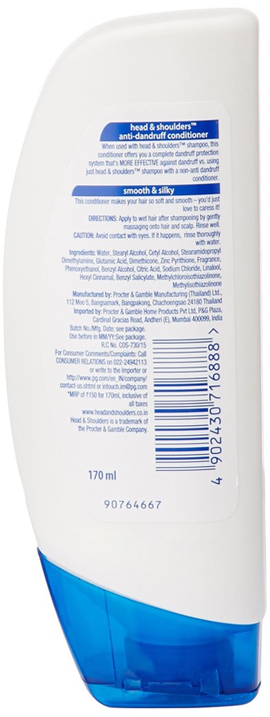 Head & Shoulders Smooth & Silky Anti-Dandruff Shampoo & Conditioner Set - 1L Shampoo + 170ml Conditioner - Hydrating Scalp Care for Flake-Free, Silky Hair - Perfect for Daily Use at Home or Travel