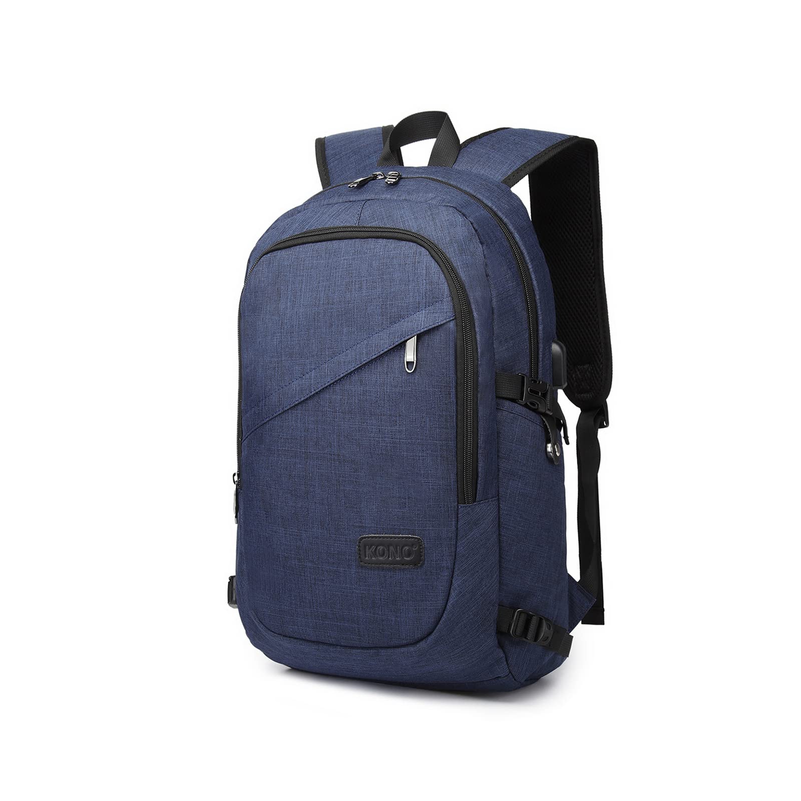Kono Anti-Theft Waterproof Laptop Backpack with USB Charging Port - Durable Computer Backpack for Work, School & Travel (Blue) | Perfect for Business Professionals, Students & Commuters