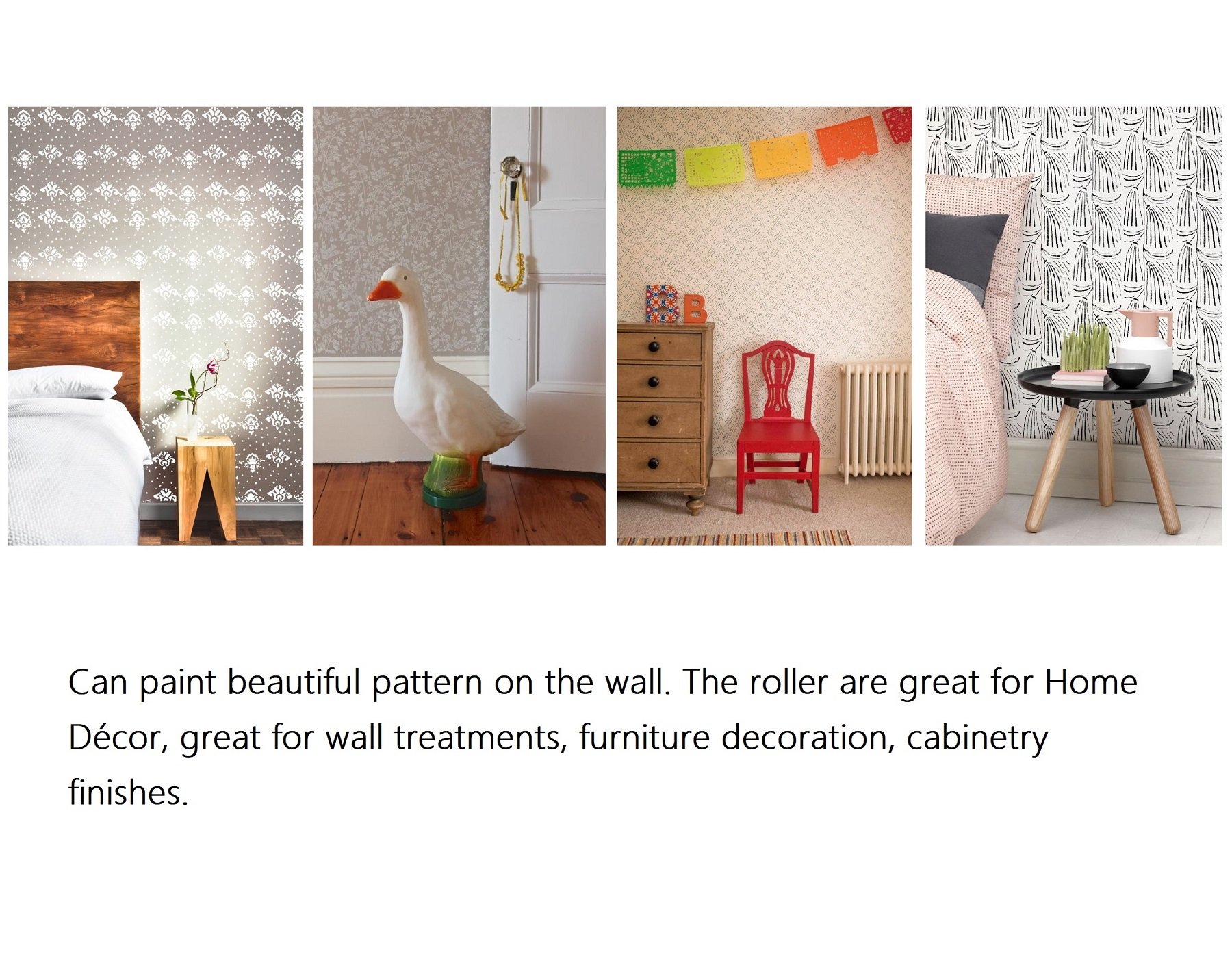 BUUEERR 7 Inch DIY Paint Roller with 300+ Decorative Patterns (AE2) - Textured Rubber Art Roller with Plastic Handle for Wall Painting, Furniture Stenciling & Creative Home Decor Projects
