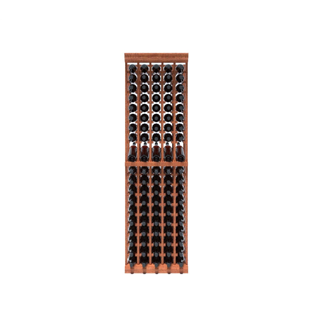 5 Column 95 Bottle 6.5ft Wooden Wine Rack Kit with Display Shelf - Perfect for Home Cellar, Wine Bar & Restaurant Storage