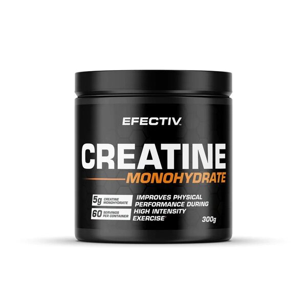 Efectiv Nutrition Creatine Monohydrate Powder 300g - Pure Muscle Builder for Athletes & Gym Workouts | Pre & Post Workout Supplement for Strength Training