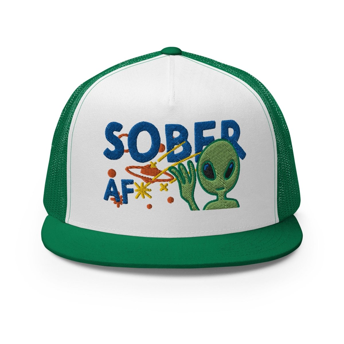 Sober AF Embroidered Trucker Cap - Funny Recovery Hat for Men & Women - Perfect for AA Meetings, Sobriety Gifts & Everyday Wear