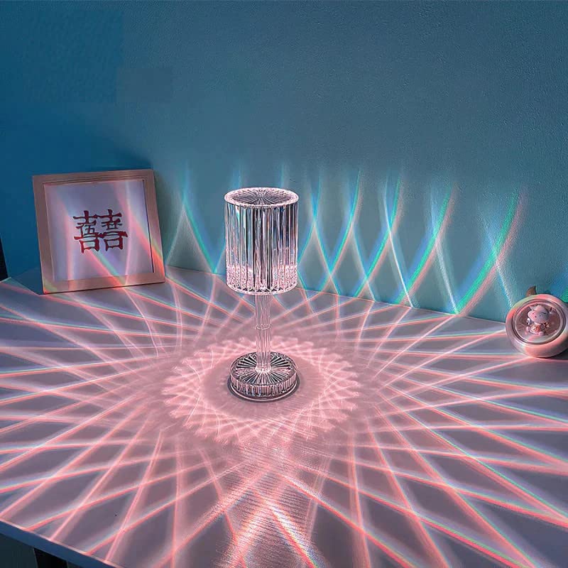 MagicXflow Touch Control Crystal Diamond Table Lamp - Modern Dimmable Nightstand Lamp with 3 Color Changing Modes, USB Port & Rechargeable Battery | Perfect for Bedroom, Living Room, Office Decor & Gift Giving