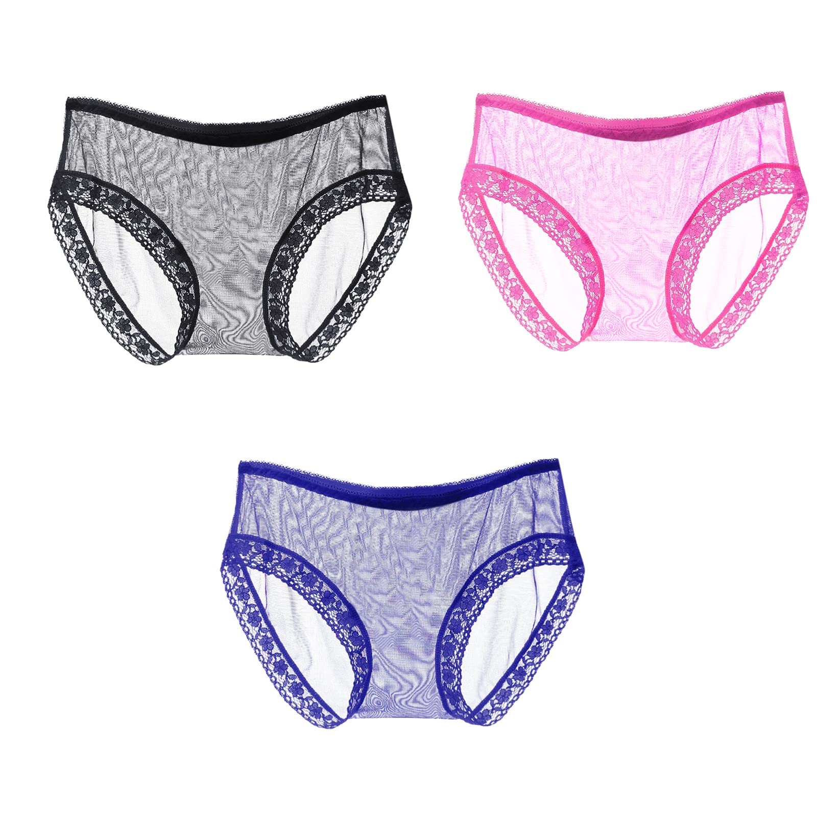Sexy Black String Bikini Set - 3 Piece Lace Underwear with Mesh Waist for Women | Perfect for Beach, Pool Party & Honeymoon