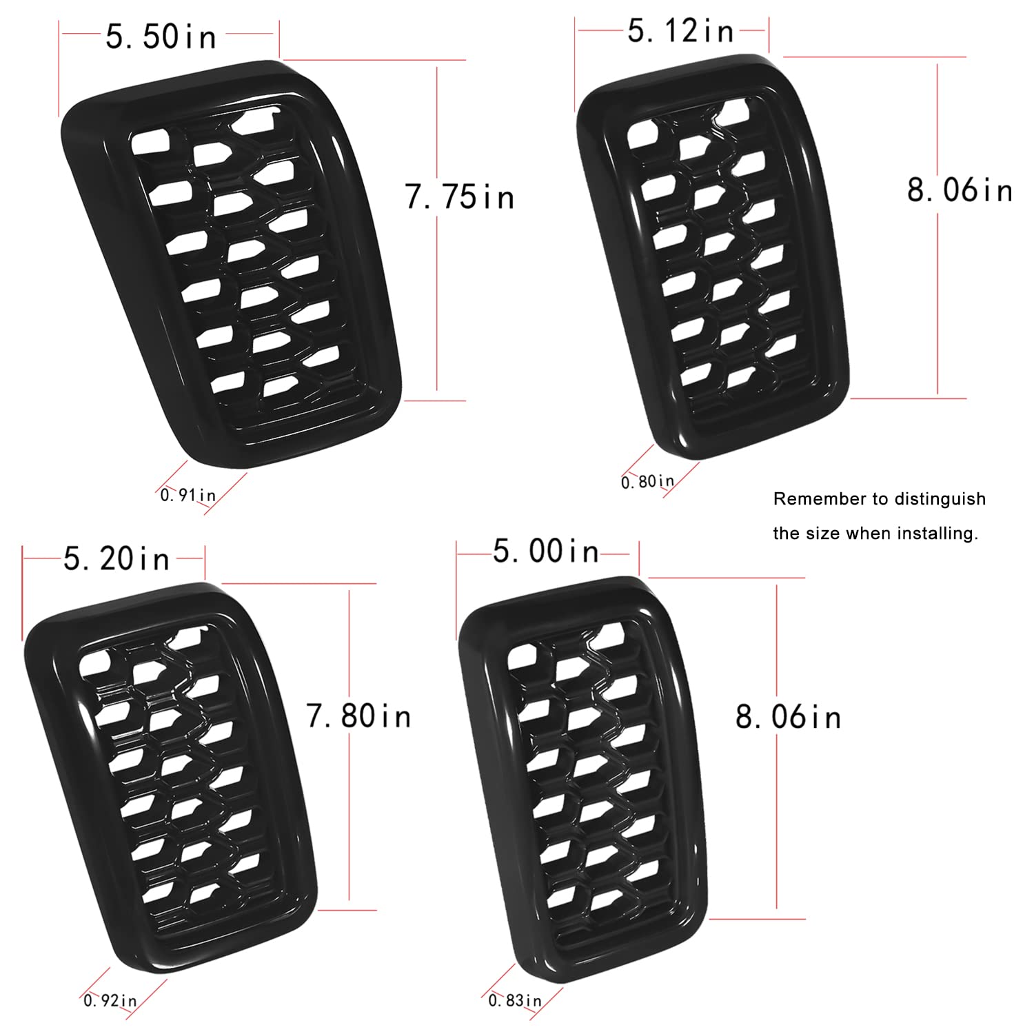 Jeep Grand Cherokee Honeycomb Grill Mesh Cover Kit (2017-2021) - 7PCS Black ABS Plastic Front Grille Inserts & Covers | Durable Exterior Accessories for Off-Road Protection & Custom Styling | Perfect for Jeep Mods, Car Shows & Daily Driving