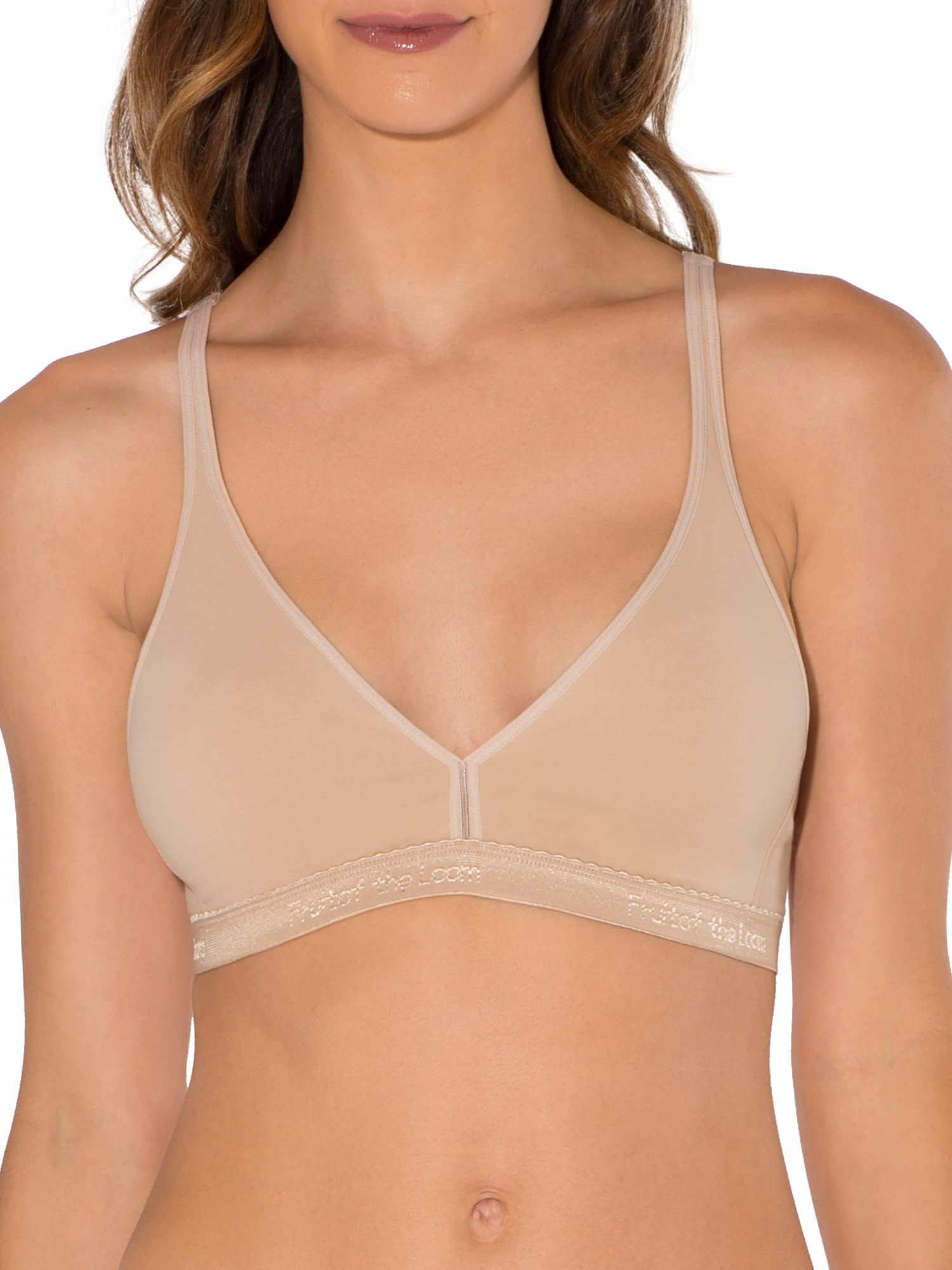 Fruit of the Loom Women's Wirefree Cotton Bralette - Comfortable Wireless Bra in Multi-Pack Sizes (2-Pack, 3-Pack) for Everyday Wear, Yoga & Lounge