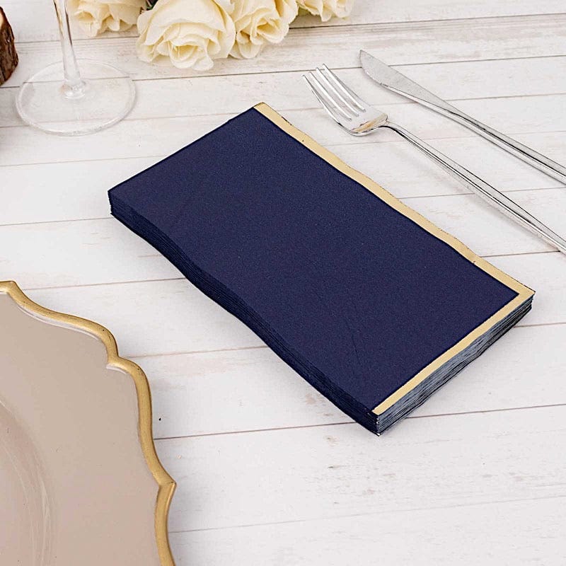 50 Premium Soft 2-Ply Dinner Napkins with Elegant Gold Foil Edge - Perfect for Weddings, Parties & Fine Dining Table Settings