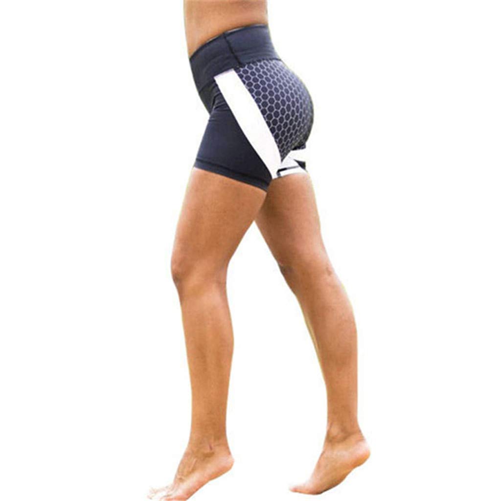 Hessimy Women's Bike Shorts - Workout & Running Shorts with Elastic Waistband for Gym & Yoga