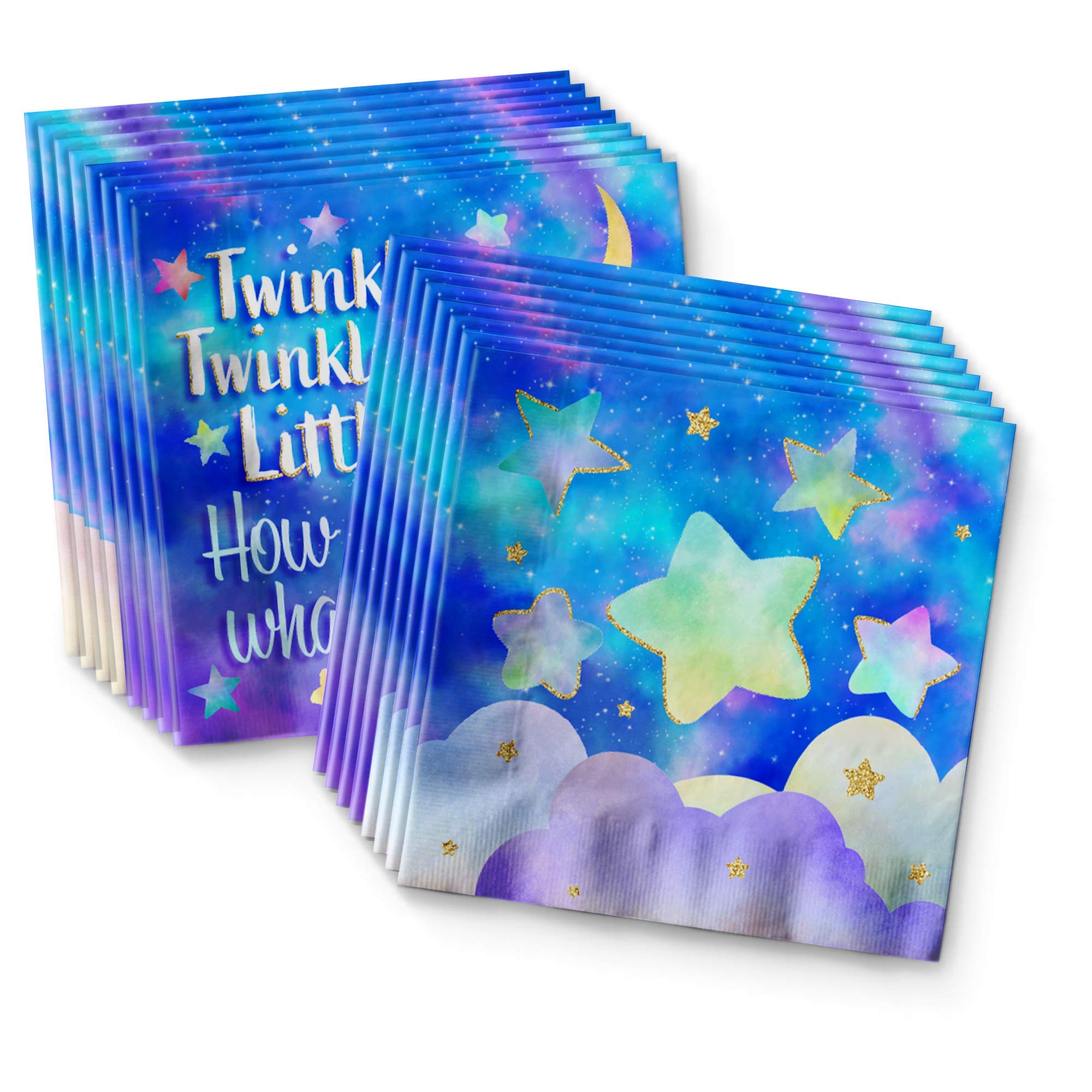 Twinkle Little Star Gender Reveal Party Supplies Set - 16-Piece Tableware Kit with Plates, Napkins & Cups - Perfect for Baby Shower Decorations & Gender Announcement Celebrations