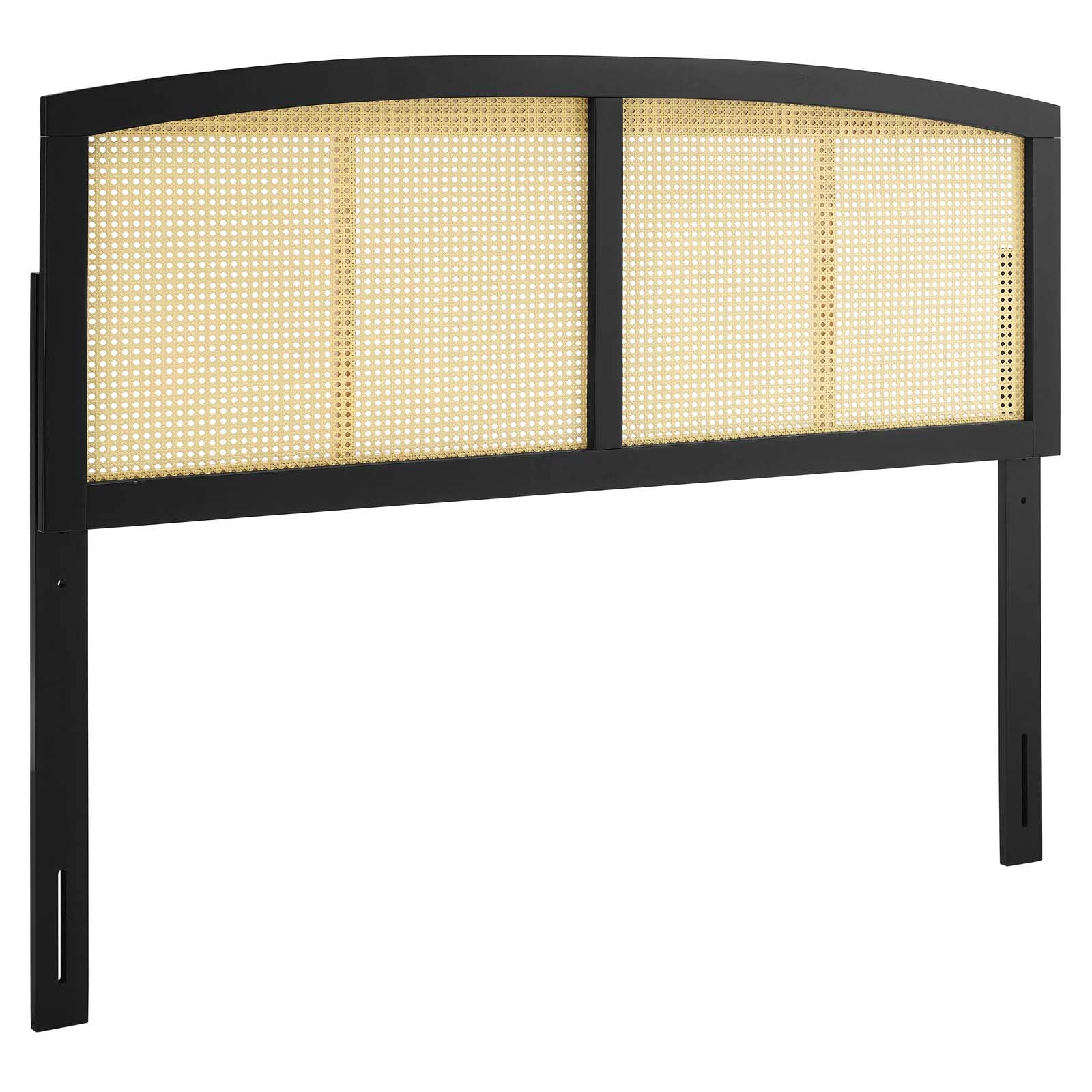 Modway Halcyon Cane Woven Rattan King Size Headboard - Black Rattan Bed Frame for Master Bedroom, Boho & Coastal Home Decor