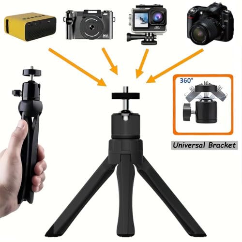 XIWBSY Adjustable Tripod Stand for Mini Projector, Desk & Table Mount - Lightweight Camera Bracket for Home Theater, Outdoor Movies & Photography (Compatible with Most Mini Projectors & Cameras)