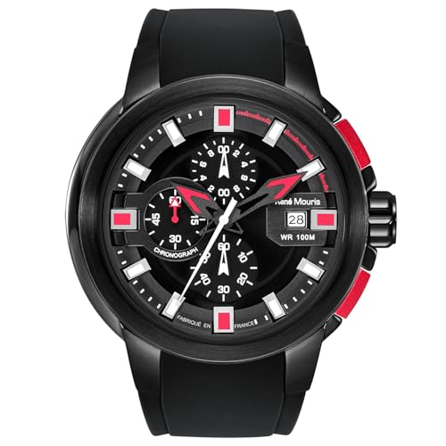 Black Dial - Black Case - Black Strap - Silver/Red Applique
