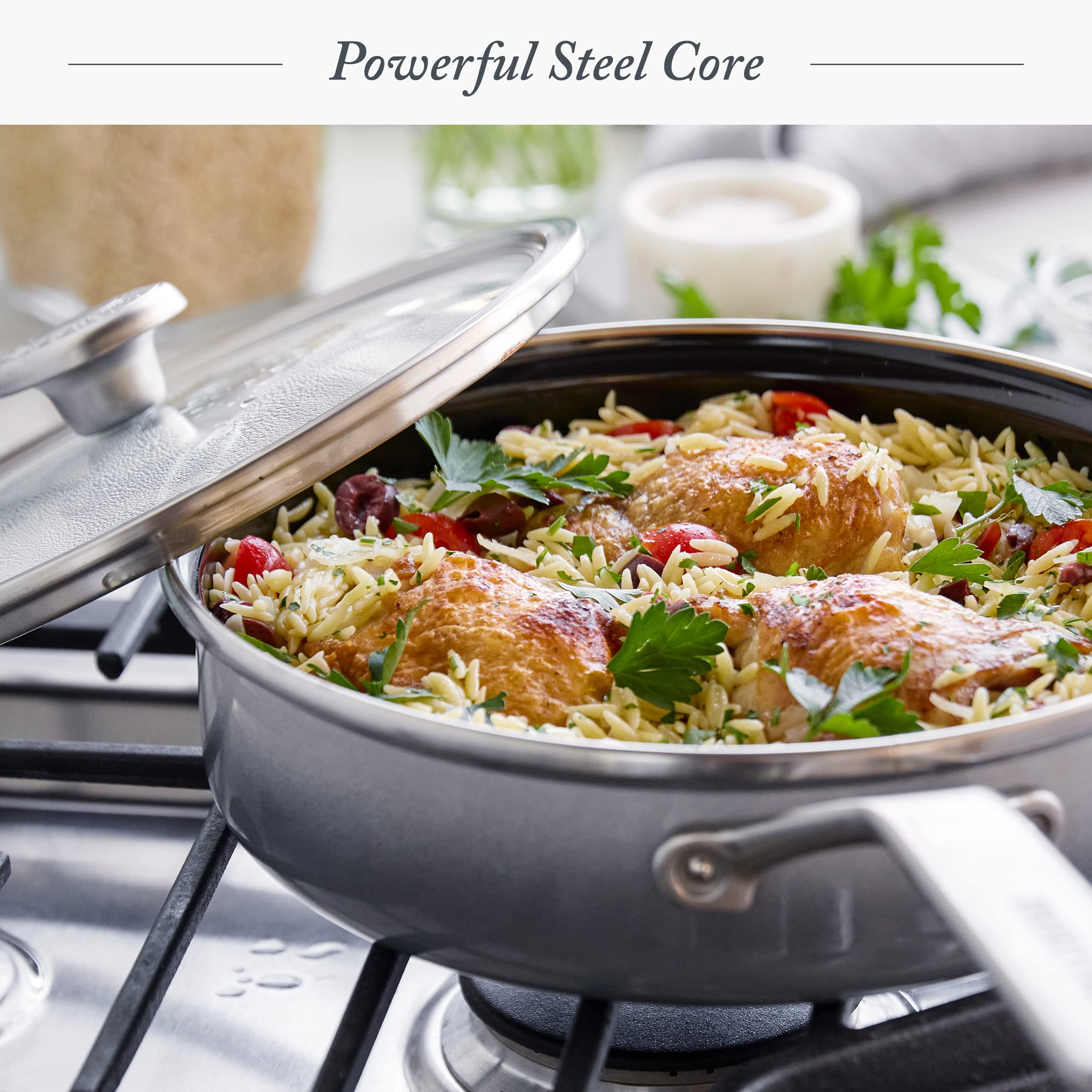 Premium Merten & Storck 3QT Saute Pan with Lid - European Crafted Steel Core Enameled Cookware | Induction Compatible, PFAS & PTFE Free, Dishwasher & Oven Safe (Cloud Grey) | Perfect for Sautéing, Frying & Slow Cooking