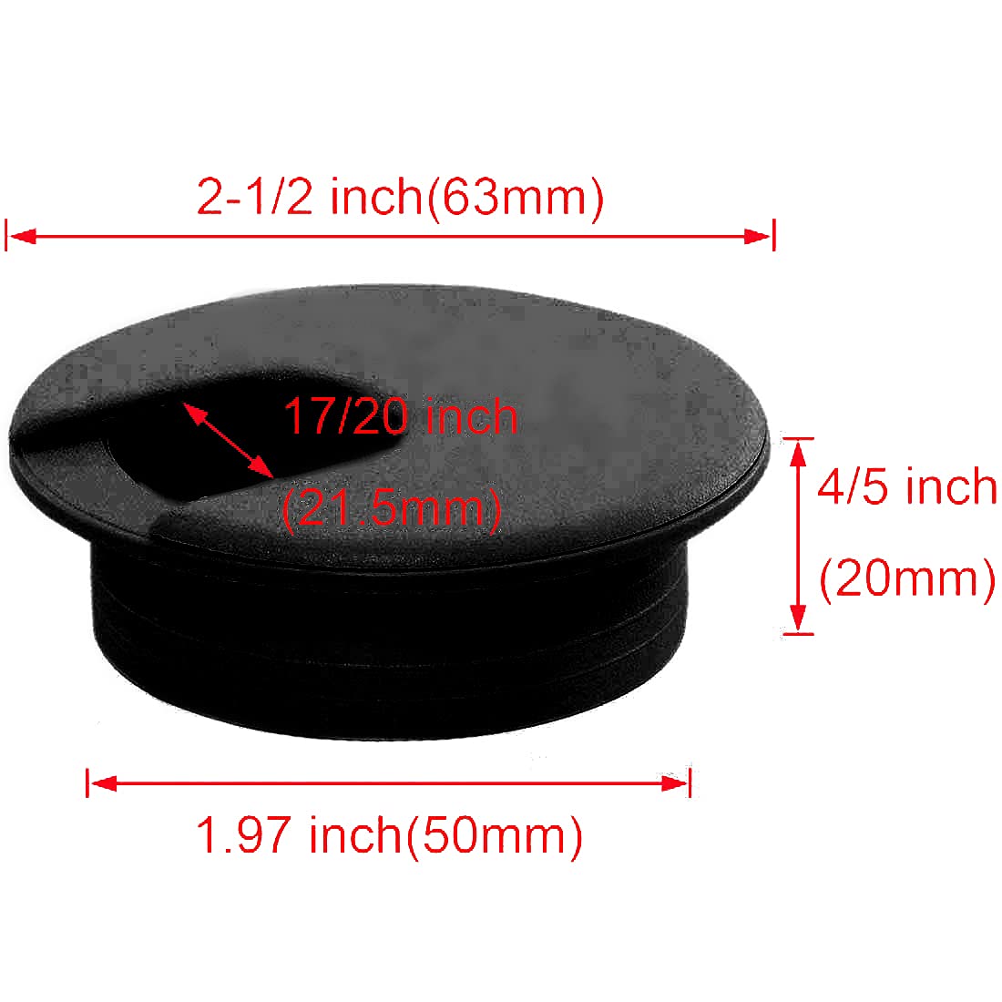 2 Pack 2 Inch Black Plastic Desk Cable Grommet Hole Covers - Wire Cord Organizer for Office PC Computer Desk - Perfect for Cable Management in Home Office, Gaming Setup & Workstation Organization