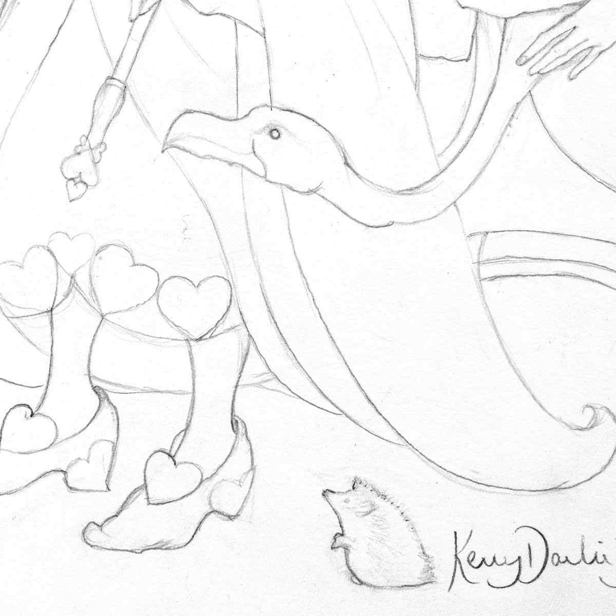 Alice in the Rose Garden Sketch - Vintage Fairy Tale Art Print - Perfect for Nursery Decor, Gift for Book Lovers & Alice in Wonderland Fans