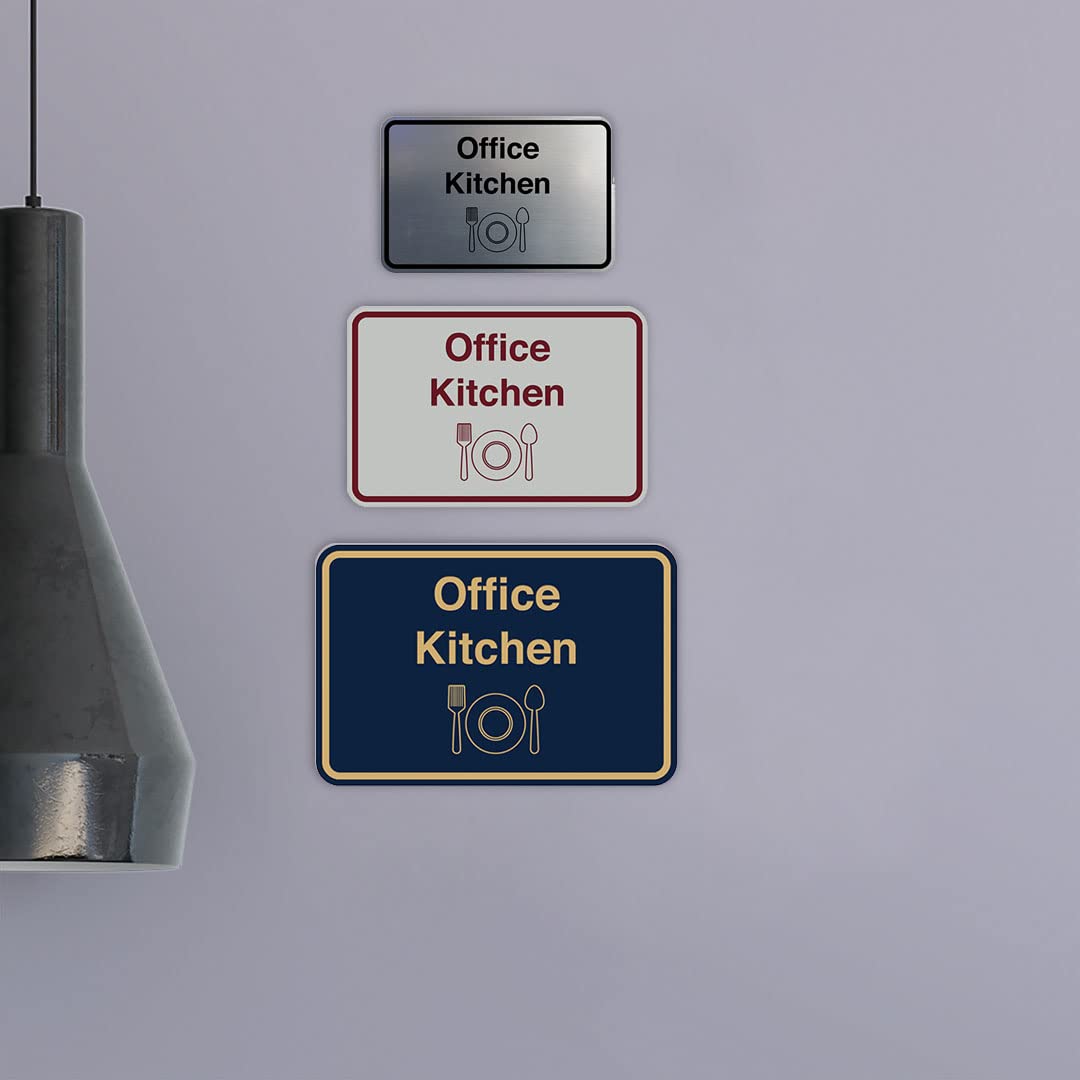 Classic Framed Office Kitchen Sign (Black/Silver) - Small Wall Decor for Home, Office & Restaurant - Perfect for Coffee Bar, Break Room & Housewarming Gifts