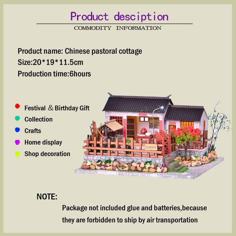 DIY Miniature Dollhouse Kit - Chinese Country Garden Building Model, Handmade Educational Craft Toy for Adults & Teens | Perfect for Home Decor, Gifts & Relaxation
