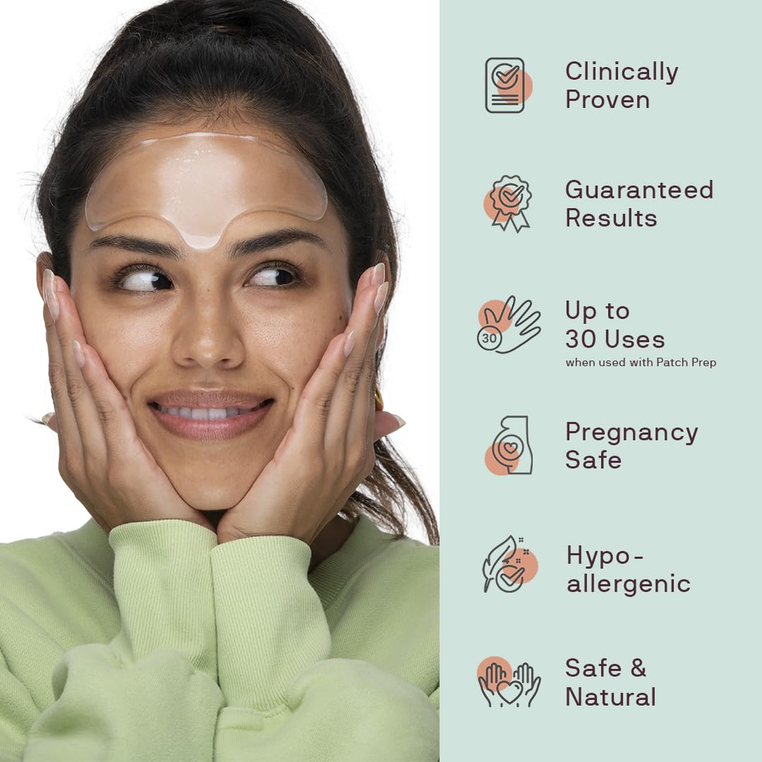 Dermaclara Anti-Wrinkle Silicone Face Patches Kit - Forehead, Smile Lines & Frown Line Treatment with Cleanser (30 Uses) - 1 Forehead, 2 Mouth, 2 Eye, 1 Neck Patches - Perfect for Overnight Wrinkle Reduction & Skin Smoothing