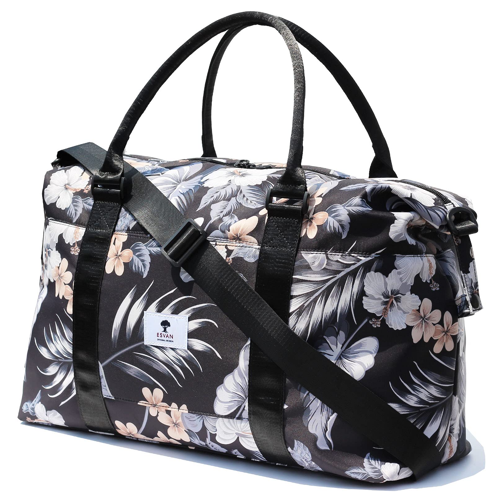 ESVAN Travel Tote Duffel Gym Bag - Waterproof Weekender Overnight Carry-on Crossbody Bag with Wet Pocket & Trolley Sleeve - Perfect for Gym, Travel, Workout & Weekend Getaways