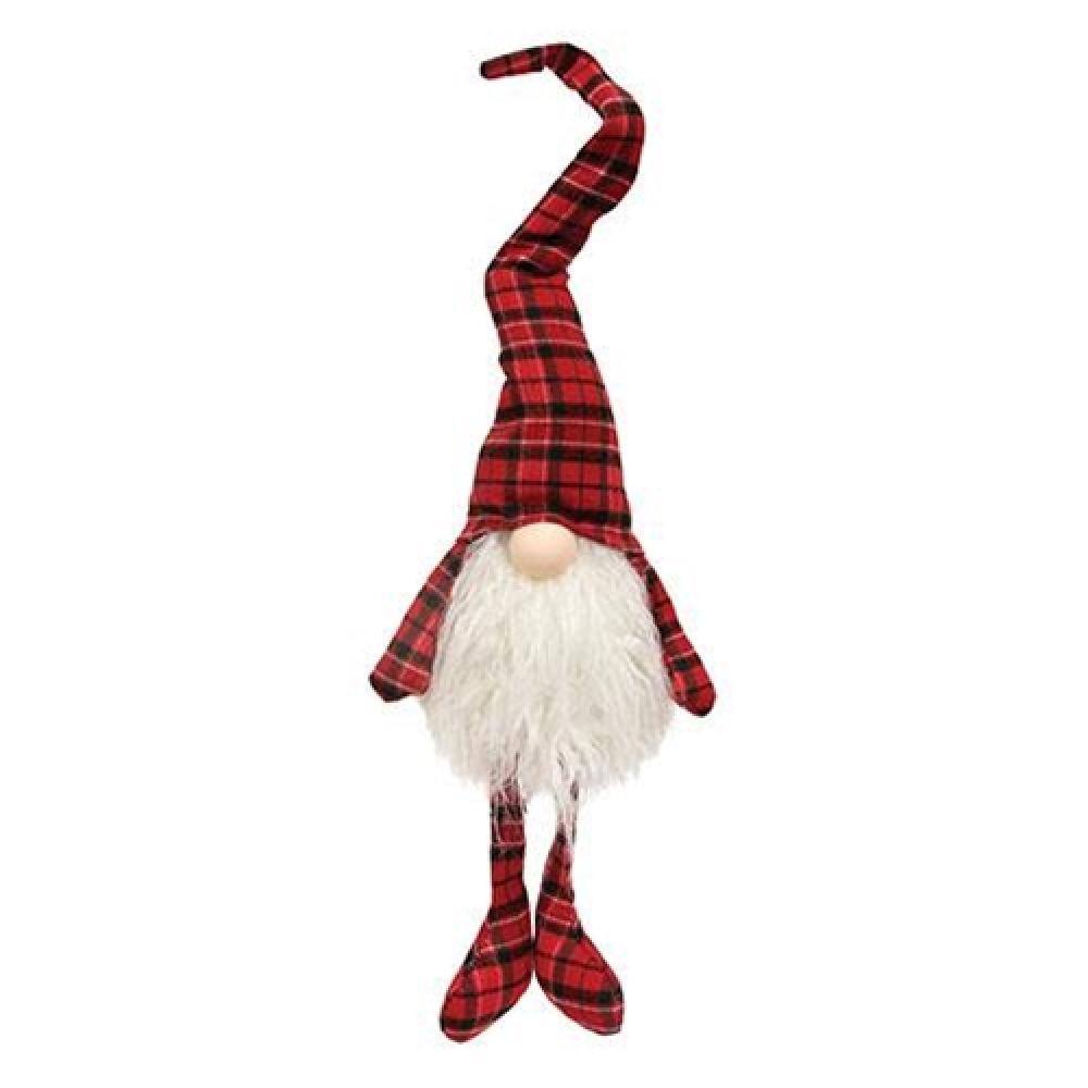 Festive Christmas Plaid Pajamas with Dangling Leg Gnome Design - Cozy Holiday Sleepwear for Family Matching & Christmas Morning Photos