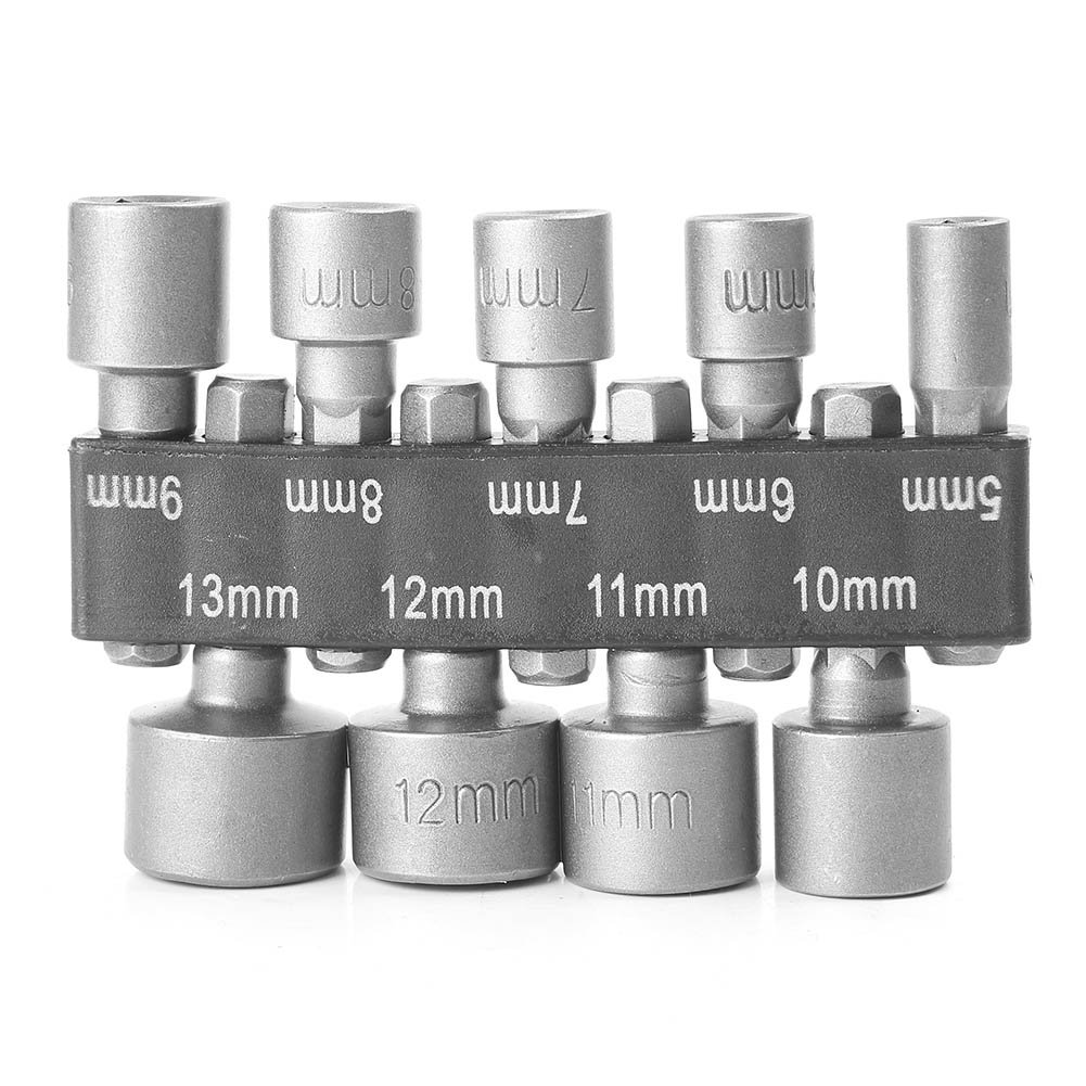 9Pcs Power Hand Driver Drill Tool Set with 5-13mm Metric Socket Wrench & 1/4