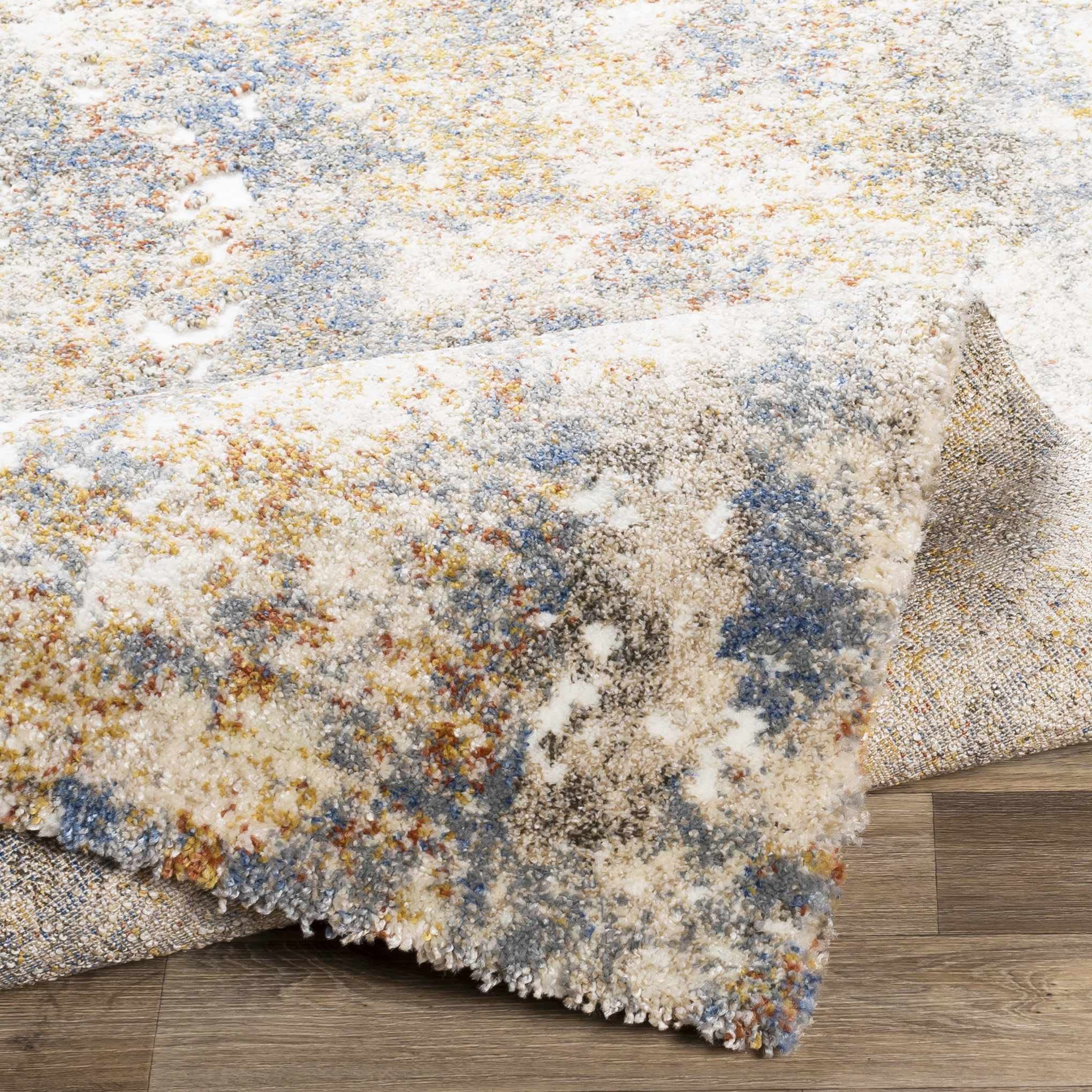 Modern High Pile Hauteloom Shullsburg Area Rug for Living Room & Bedroom - Blue, Yellow, Red - 8'10