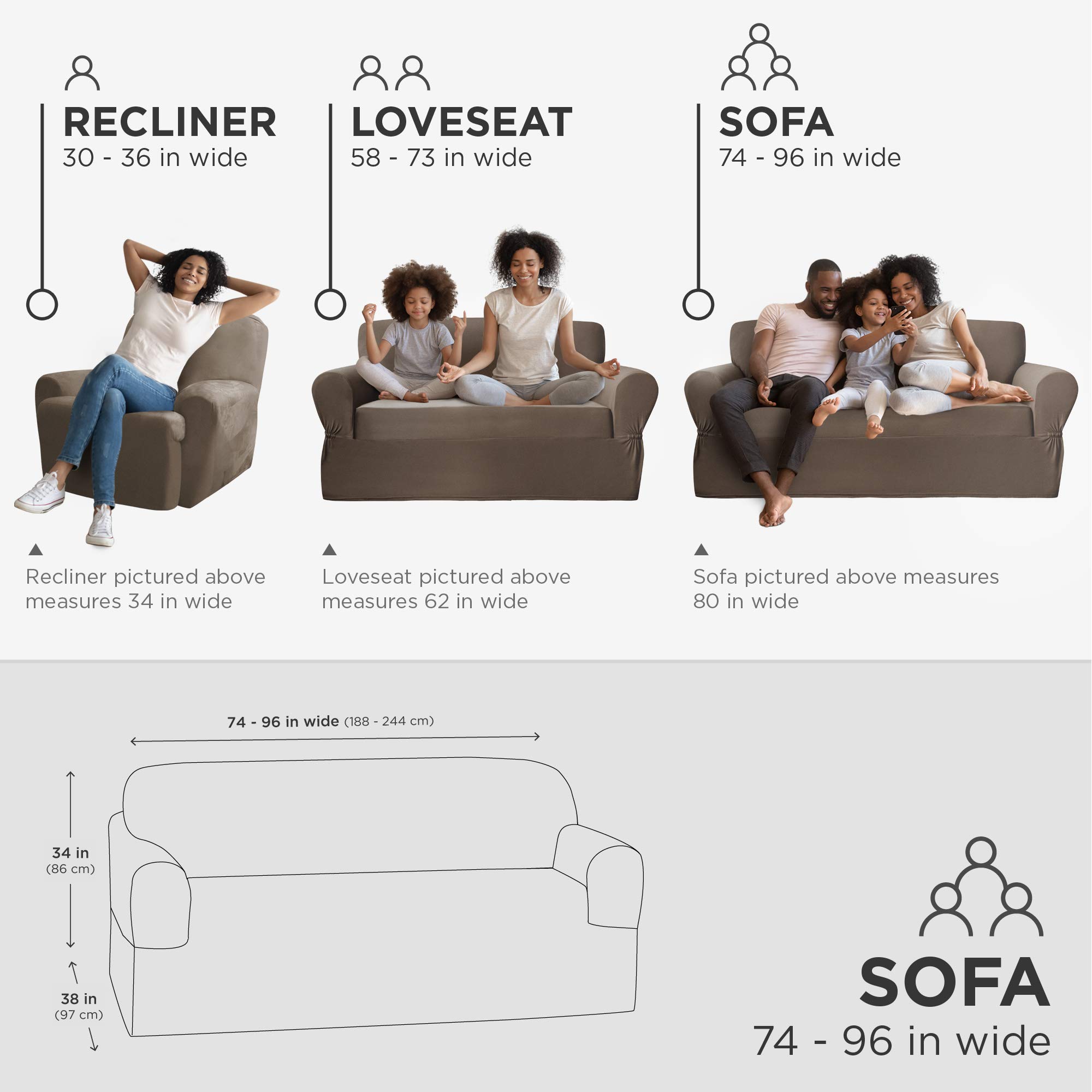 Zenna Home Chocolate Brown Stretch Plush Sofa Slipcover - 1 Piece Furniture Protector for Living Room, Bedroom & Pet-Friendly Homes