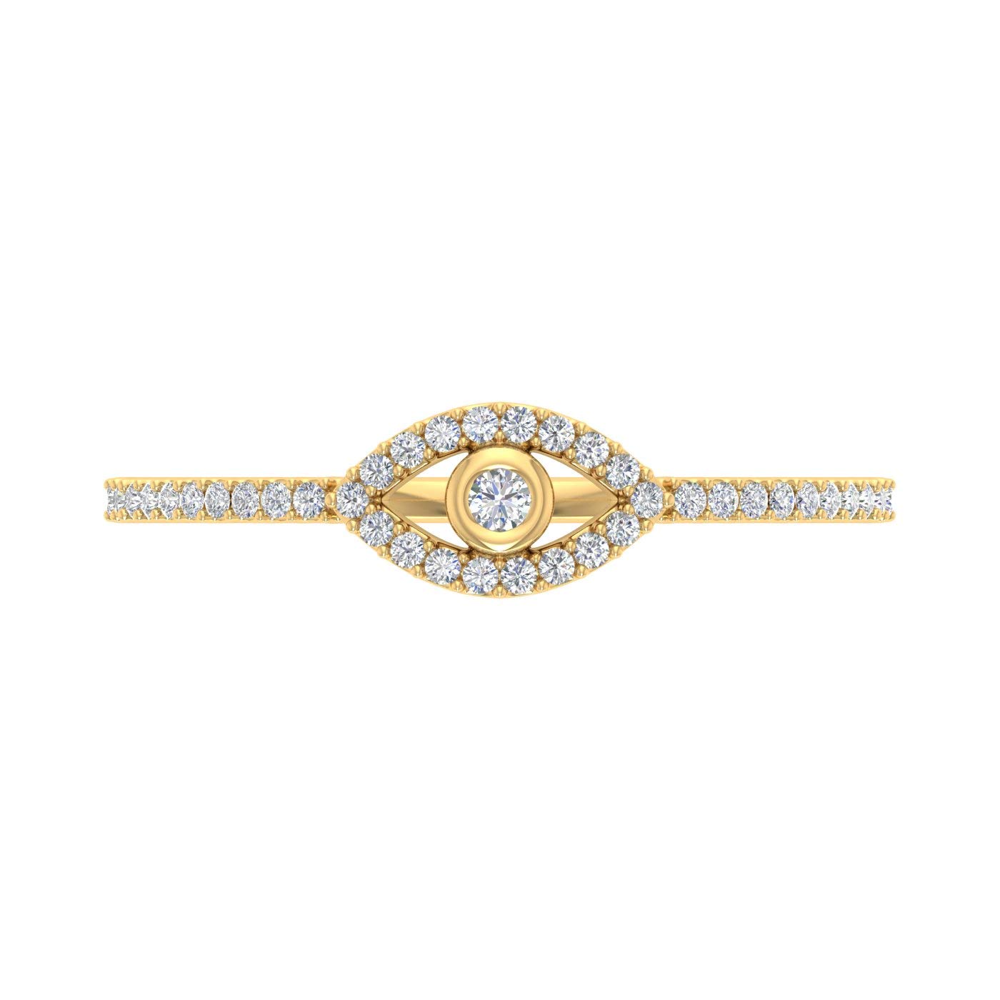 1/10 Carat Evil Eye Diamond Ring in 10K Solid Gold - Protection Jewelry for Women, Dainty Stackable Ring for Everyday Wear, Gift for Her, Birthday & Anniversary Present
