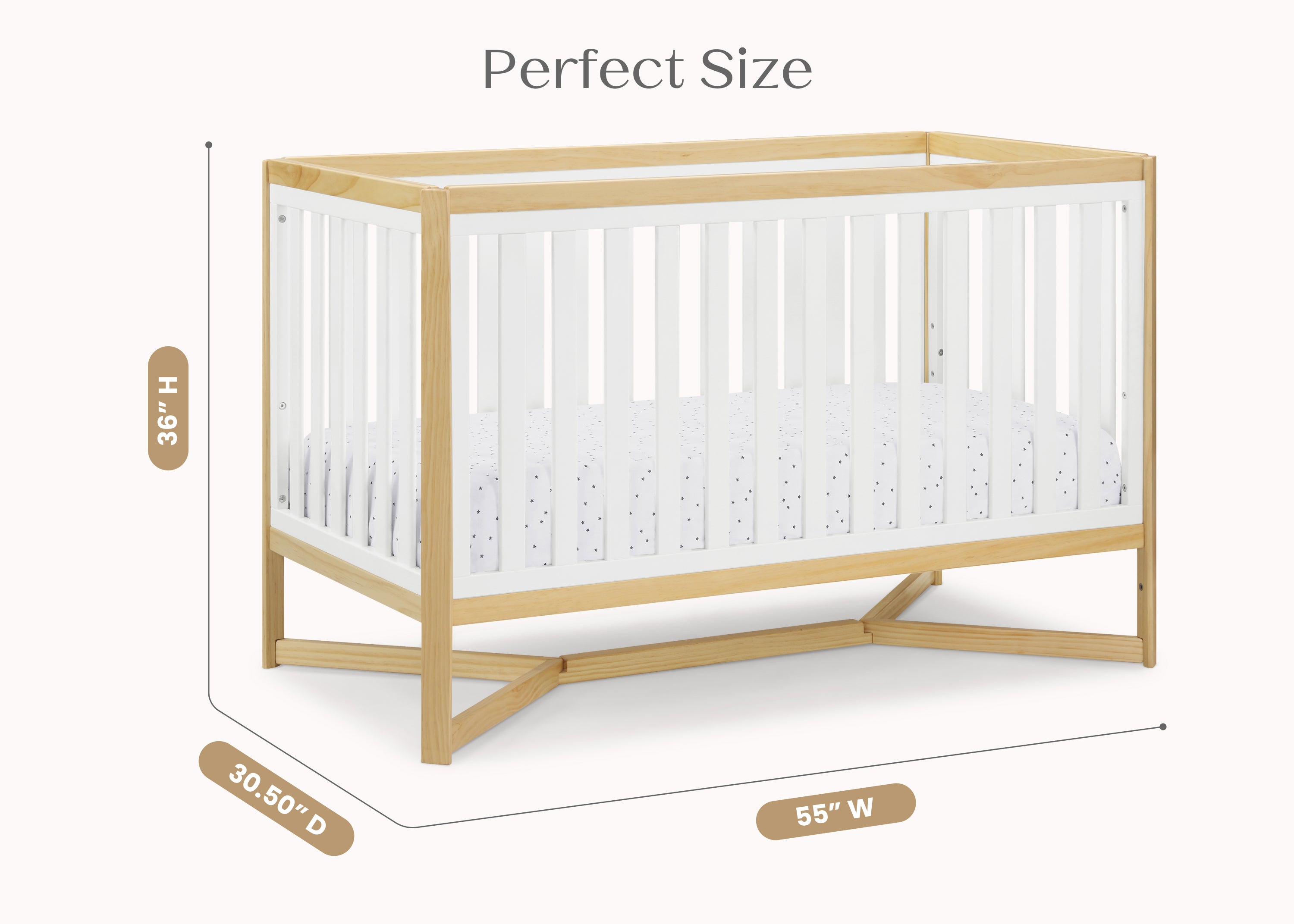 Tribeca 4-in-1 Convertible Baby Crib - White Nursery Furniture for Newborn to Toddler Bed - Perfect for Modern Nursery Rooms & Daycare Centers