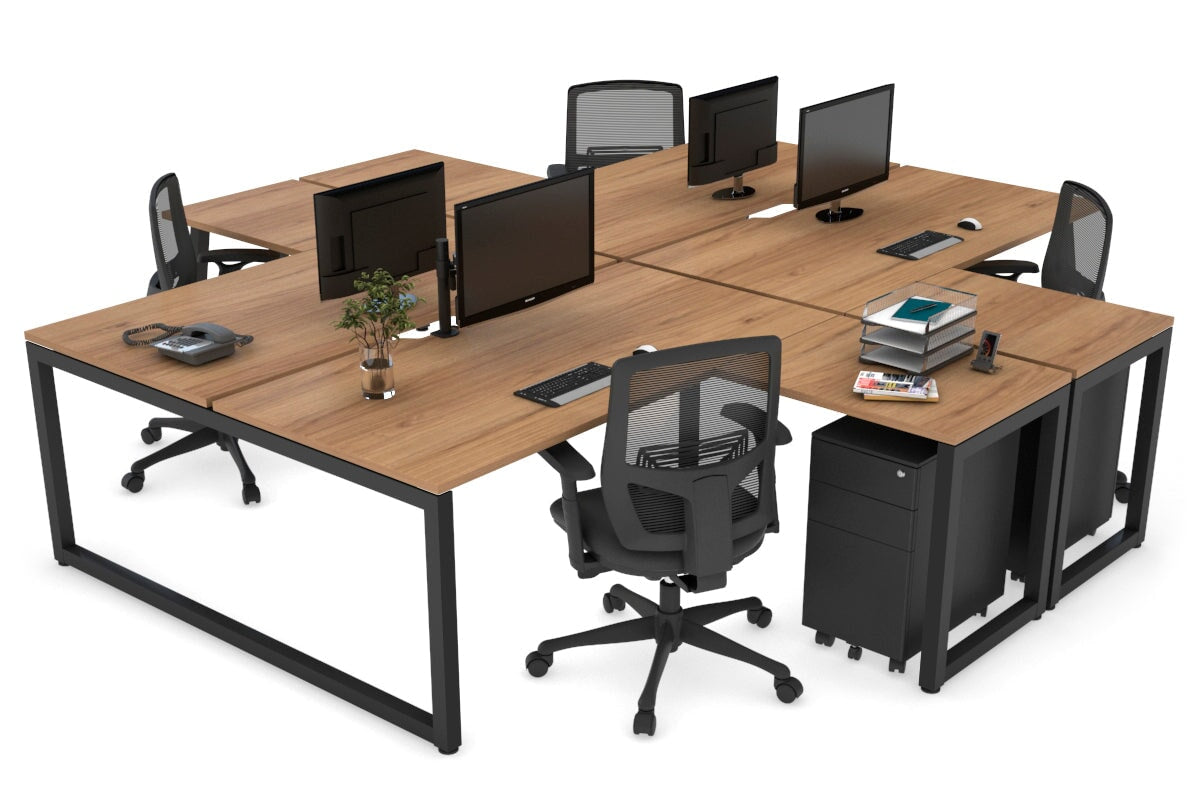 Quadro Loop Legs 4-Person Corner Workstation Desk - 1600L x 1800W with Cable Management Scallop | Office Furniture for Collaborative Workspaces & Team Meetings