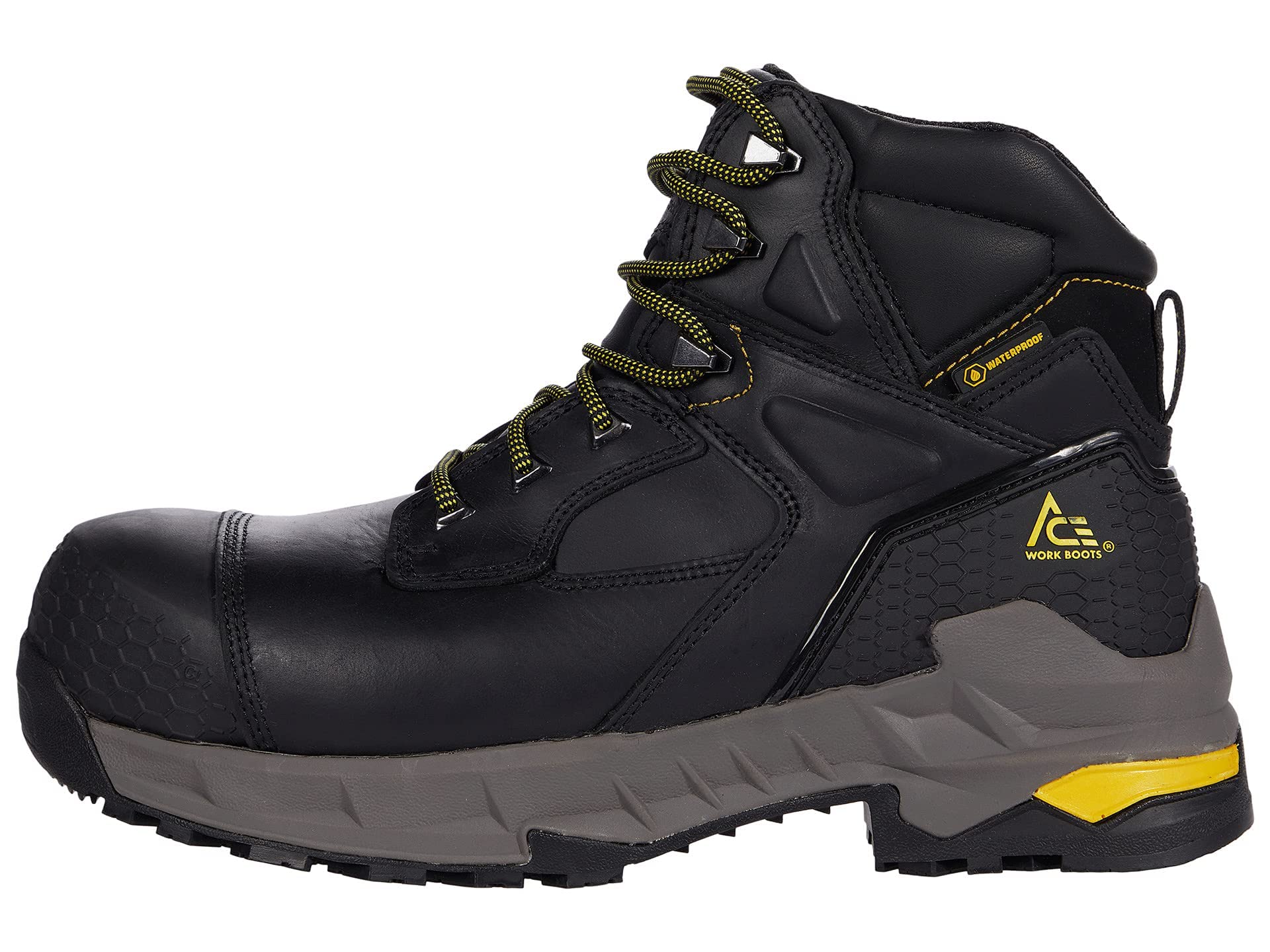 Slip Resistant Waterproof Composite Toe Work Boots for Men & Women - Non-Slip Safety Shoes for Construction, Warehouse & Outdoor Work - Black Redrock by Shoes for Crews
