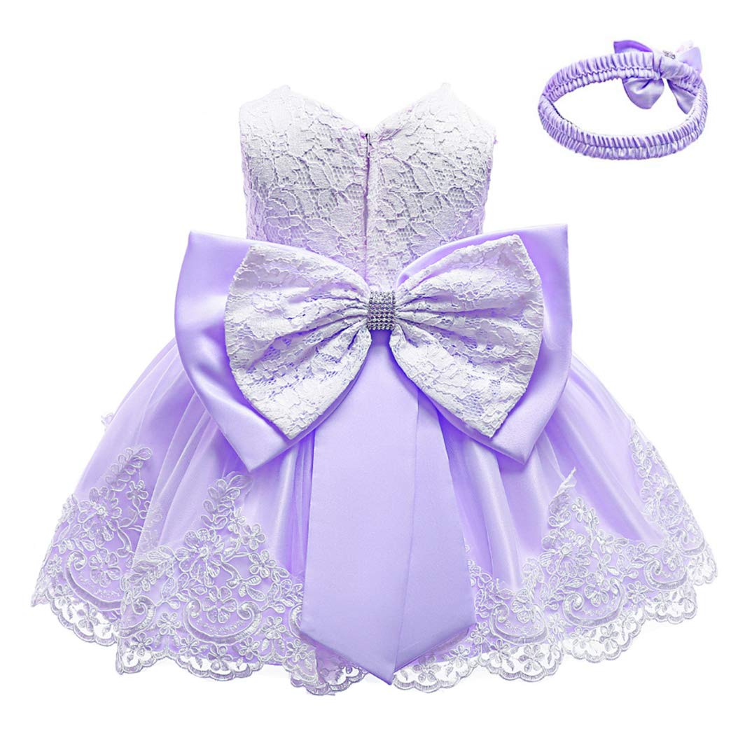 KISSOURBABY Embroidered Christening Gown for Baby Girls - Baptism Dress with Matching Headband - Perfect for Christenings, First Communion & Special Occasions
