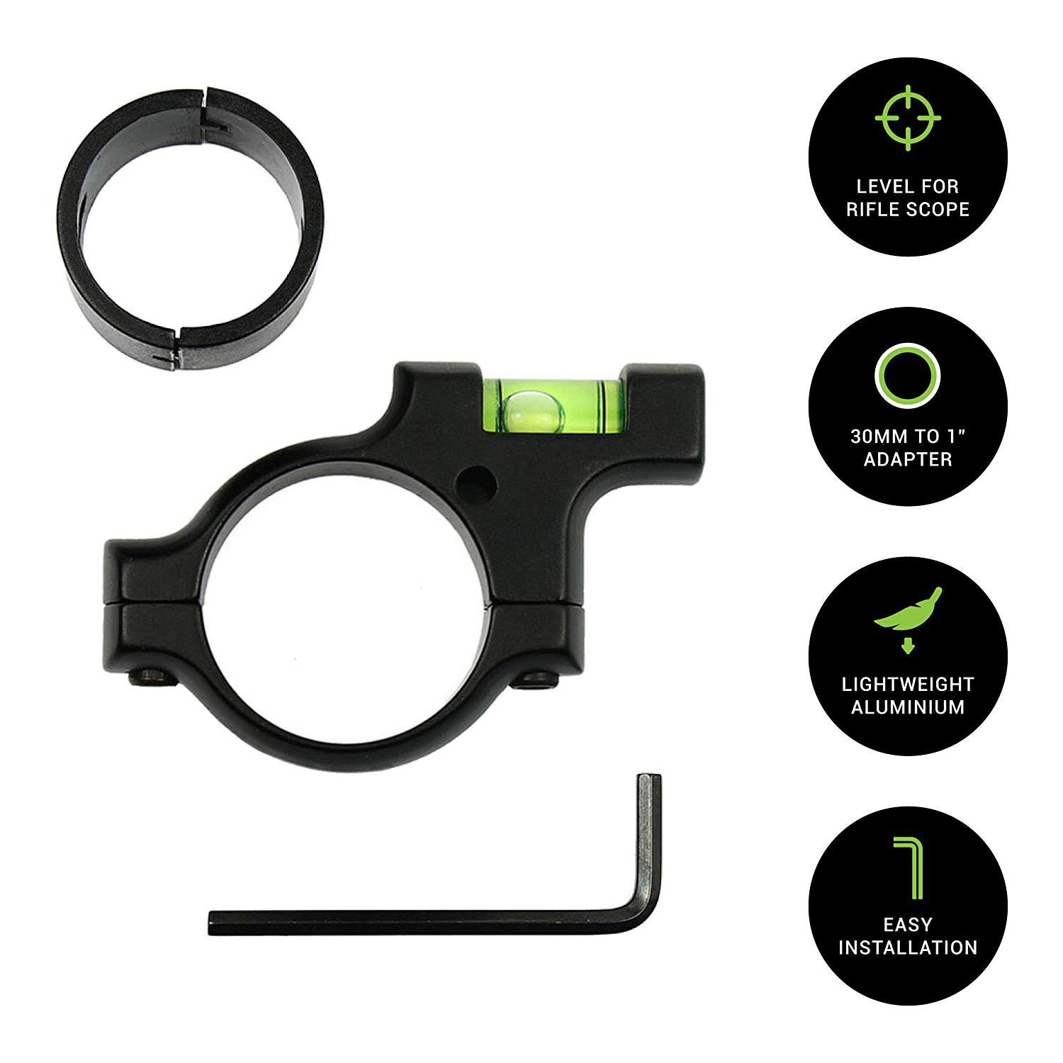 West Lake Precision Scope Leveling Kit - 30mm Smooth Alloy Bubble Level (Anti-Cant) & 1