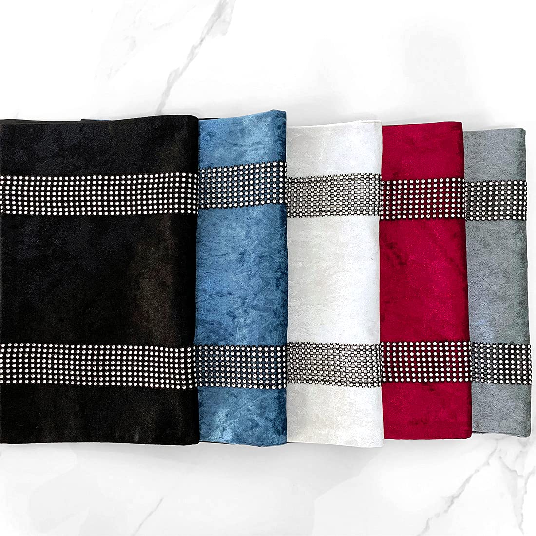 Luxury Black Velvet Placemats Set of 4 - Elegant Shining Minimalist Table Mats for Dining, Coffee Table & TV Stand Decor - Perfect for Home Kitchen, Dinner Parties & Holiday Gatherings