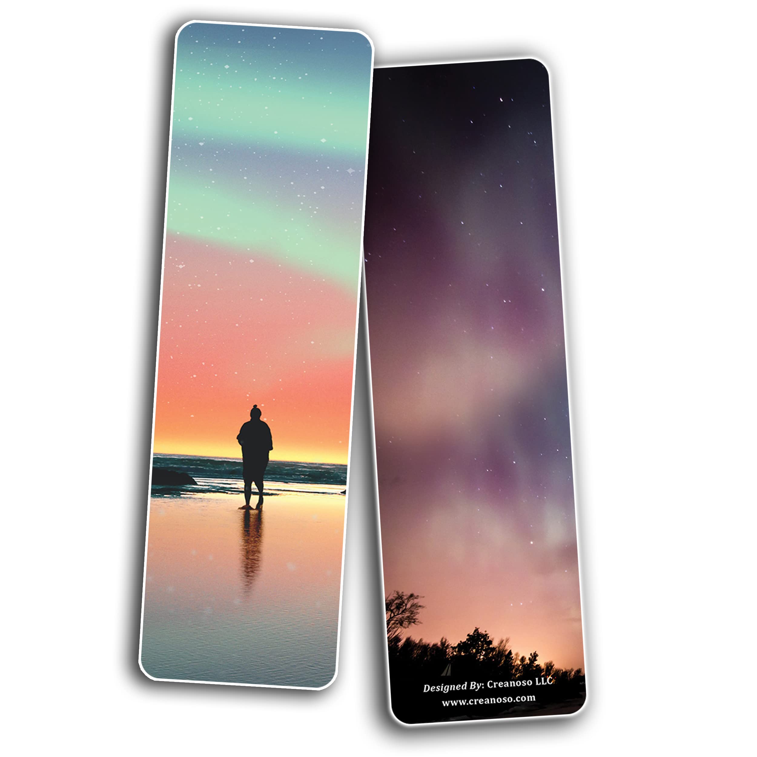 Aurora Night Sky Inspirational Bookmarks (12 Cards) – Motivational Bookmark Set for Kids & Teens – Perfect Reading Gifts & Book Page Markers – Great for School, Reading Clubs & Birthday Presents