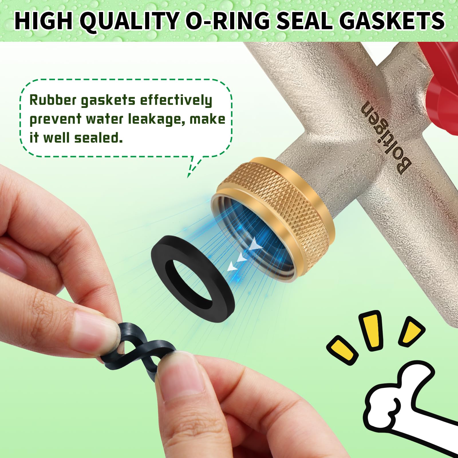 Boltigen 4-Way Brass Garden Hose Splitter with 4 On/Off Valves - 3/4