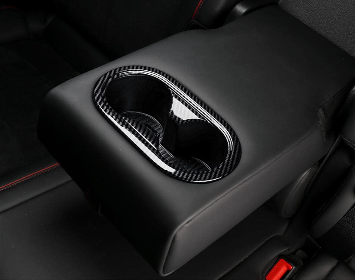 Premium Carbon Fiber Rear Seat Cup Holder Cover - Compatible with 2022 Genesis GV70 | Durable Protective Frame for Coffee & Water Bottles | Car Interior Accessories for Luxury SUVs