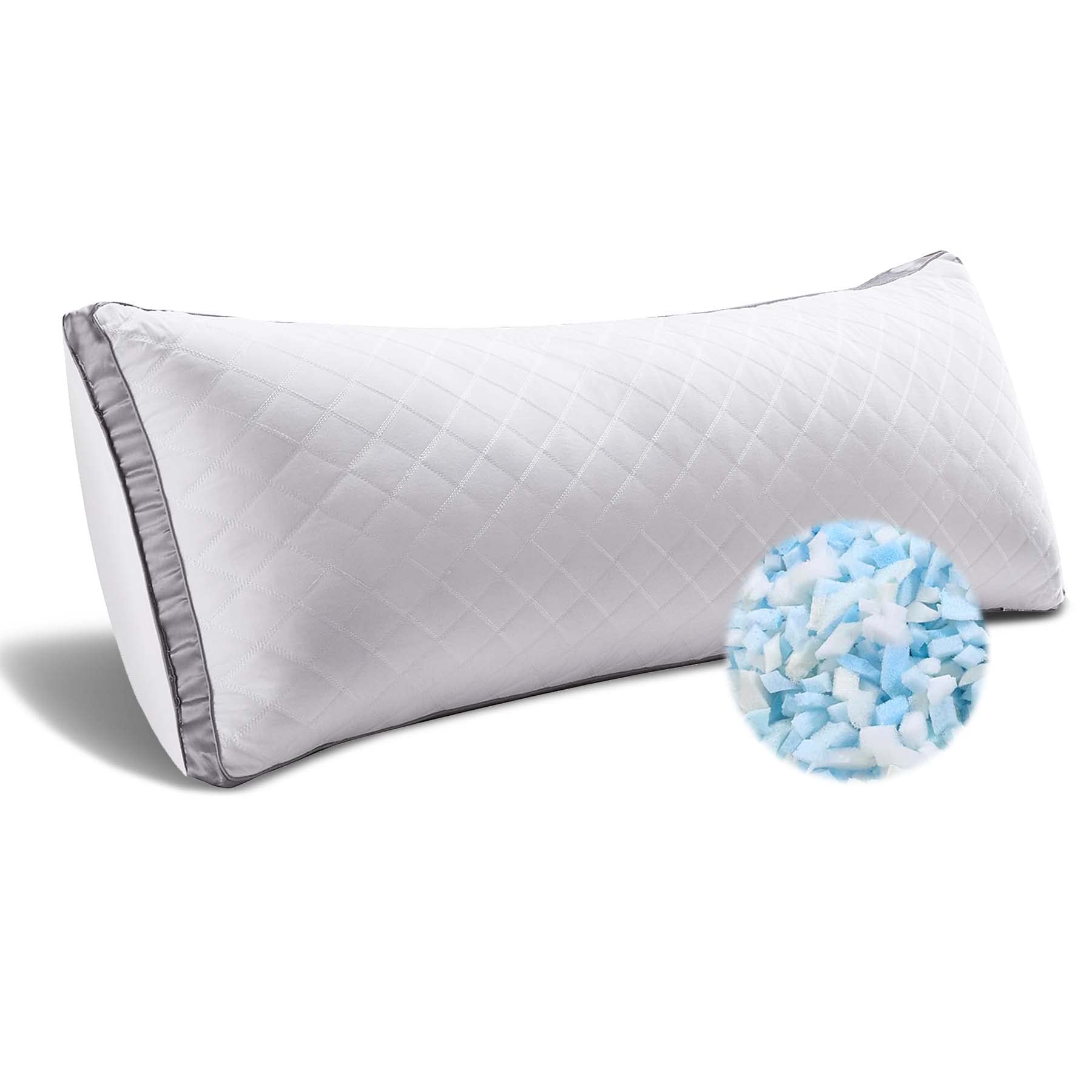 WhatsBedding Memory Foam Body Pillow for Adults - Fluffy Long Bed Pillow 20x54 Inches - White - Perfect for Side Sleepers, Pregnancy Support & Lounging Comfort