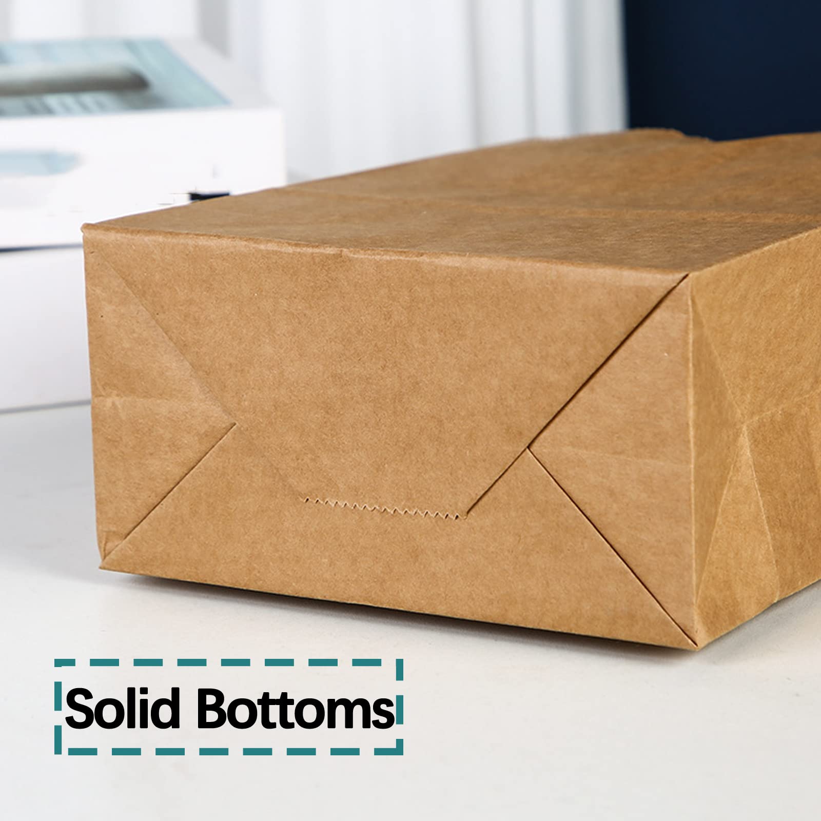 Eco-Friendly Kraft Paper Bags with Handles - 50 Pack (3-6x3x8 Inches) - Perfect for Retail Stores, Grocery Packaging, Takeout Bags, Kids Parties & Holiday Gifts | Sustainable Shopping Bags for Restaurants, Boutiques & Events
