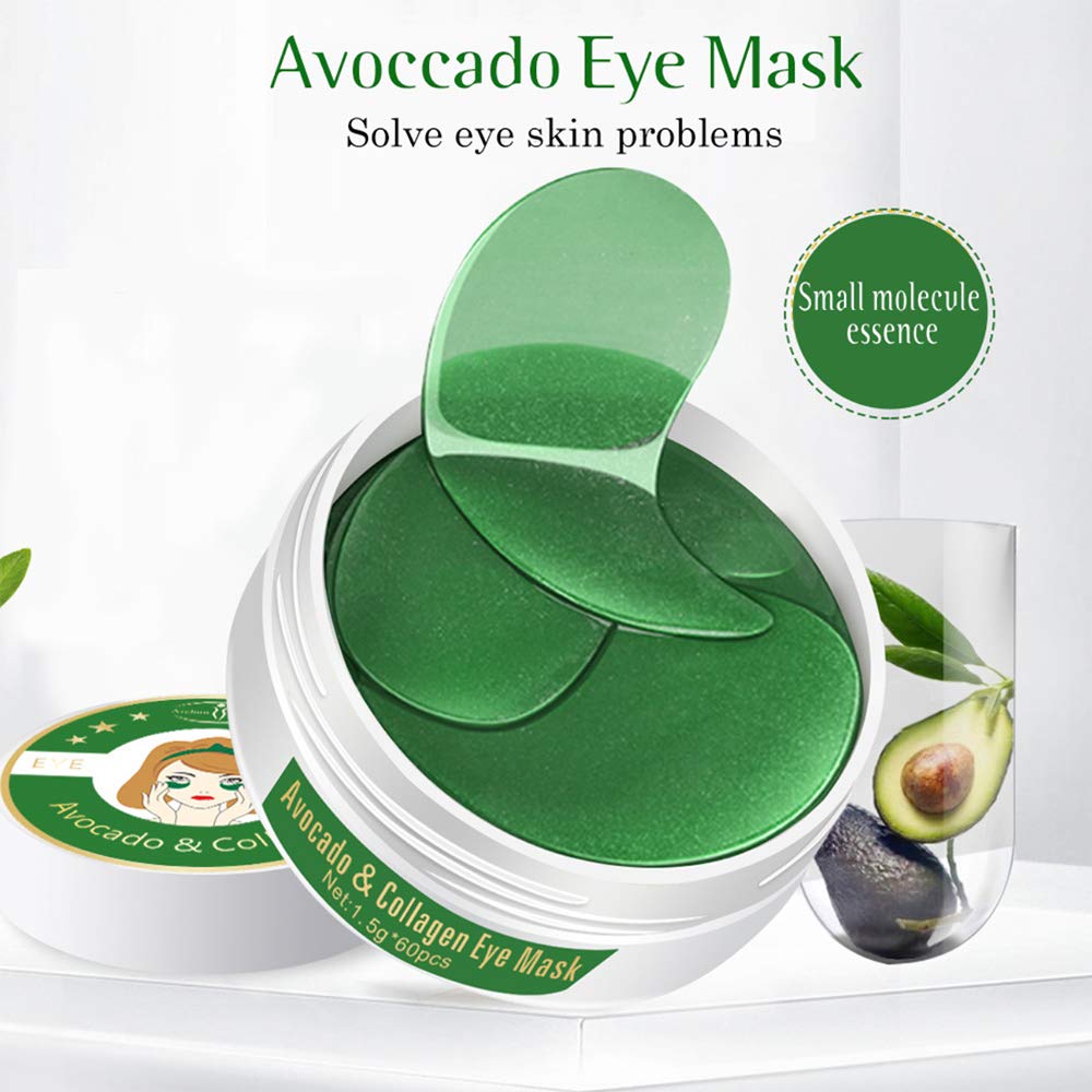 30 Pairs Collagen Eye Mask Patches - Hydrogel Under Eye Pads for Wrinkles & Dark Circles - Avocado Infused Hydrating Eye Treatment for Smooth Skin - Perfect for Night Care & Travel Skincare Routine