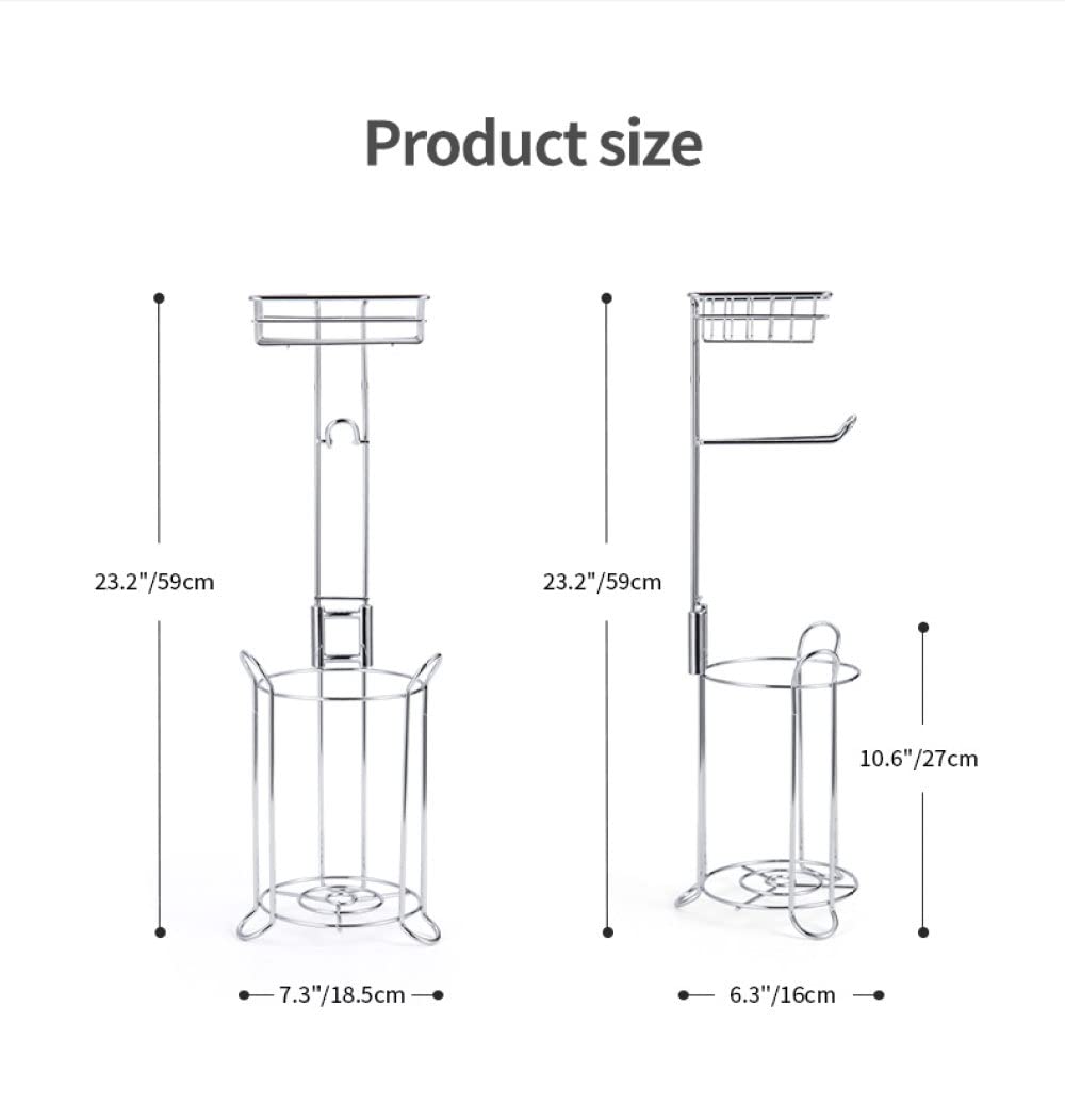 Stainless Steel Toilet Paper Holder Stand with Phone Shelf - Bathroom Tissue Roll Organizer for Home, Silver Finish | Perfect for Small Spaces, Modern Bathrooms & Convenient Storage