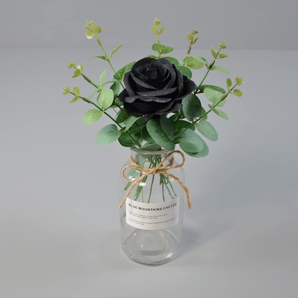 10pcs Black Silk Rose Flowers for Wedding Bouquet & Home Decor