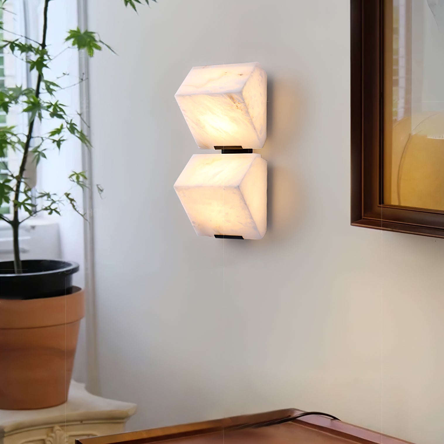 Elegant Alabaster Staircase Wall Lamp - Modern Hallway Lighting Fixture for Home Decor | Perfect for Stairwells, Entryways, and Corridors