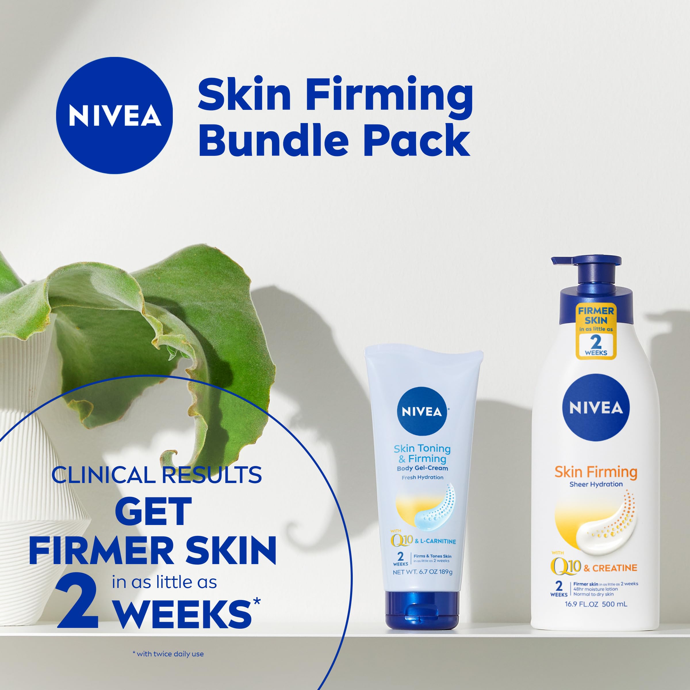 NIVEA Skin Firming Body Lotion & Gel Cream Set - Hydrating & Tightening 16.9oz Lotion + 6.7oz Gel - Perfect for Daily Moisturizing & Anti-Aging Body Care Routine