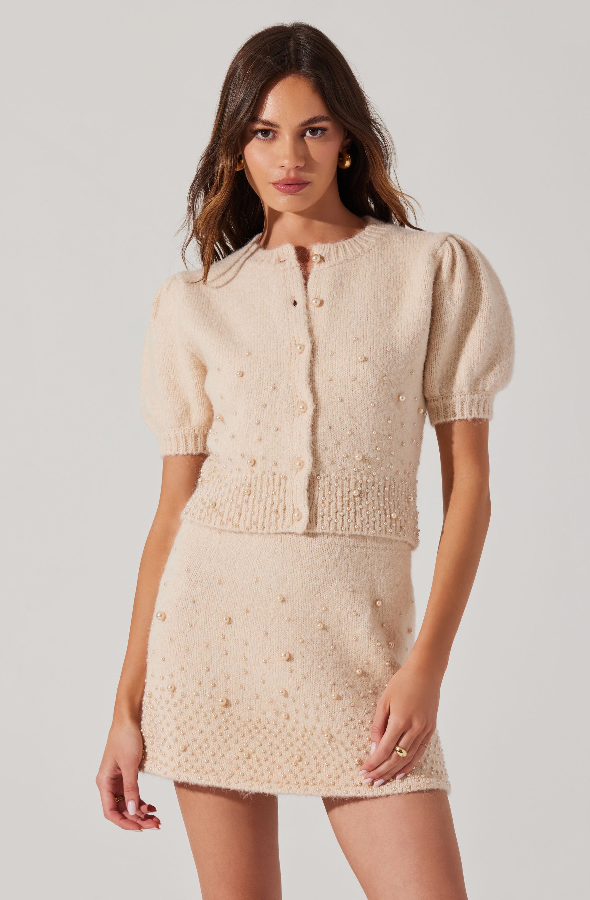 Joly Pearl Embellished Mini Skirt for Women - Elegant Party & Night Out Outfit - Perfect for Date Nights, Club Wear and Special Occasions